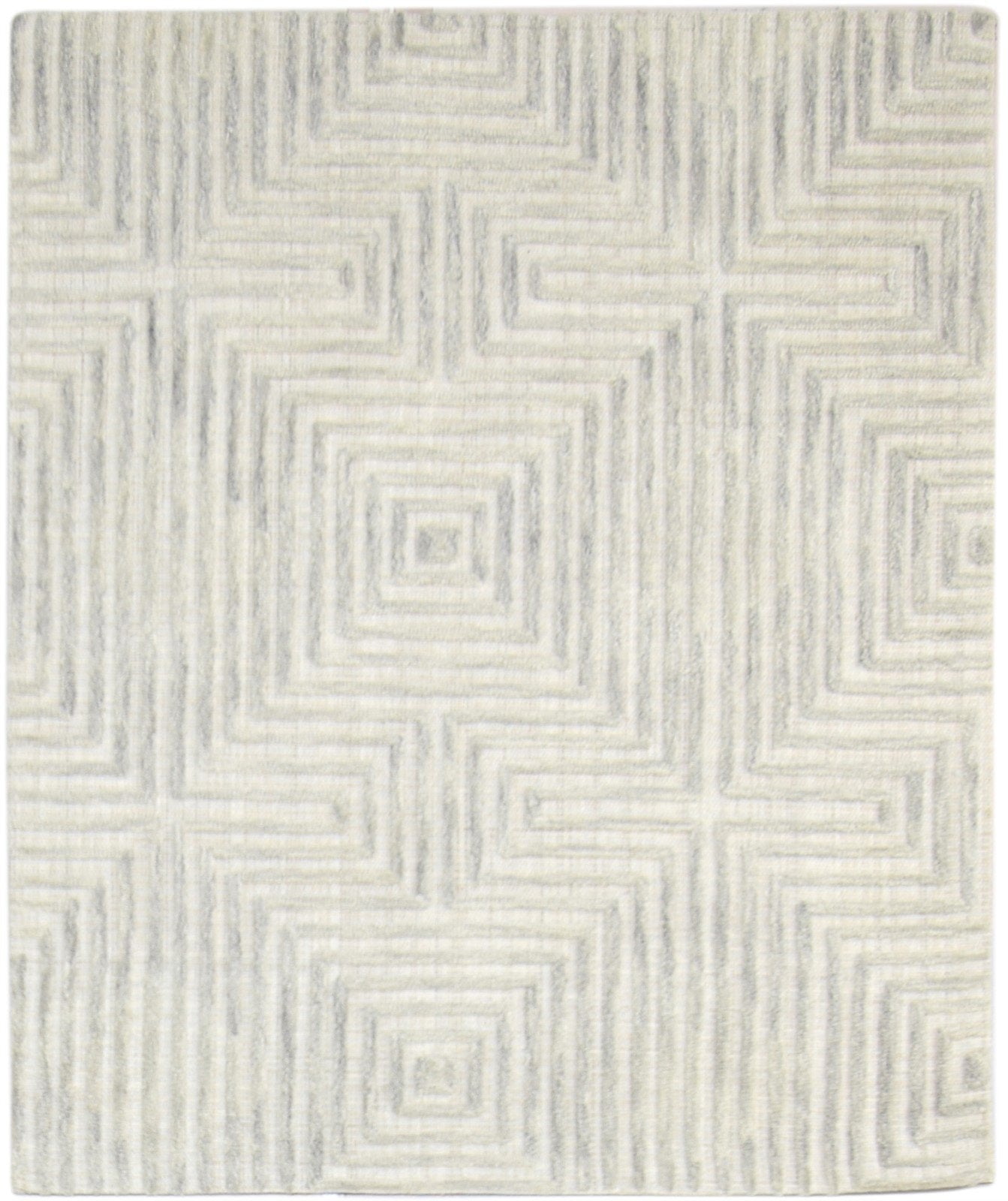 Hand Tufted Grey Wool Rug 4' X 5' Modern Scandinavian Geometric Room Size Carpet   7864143446165