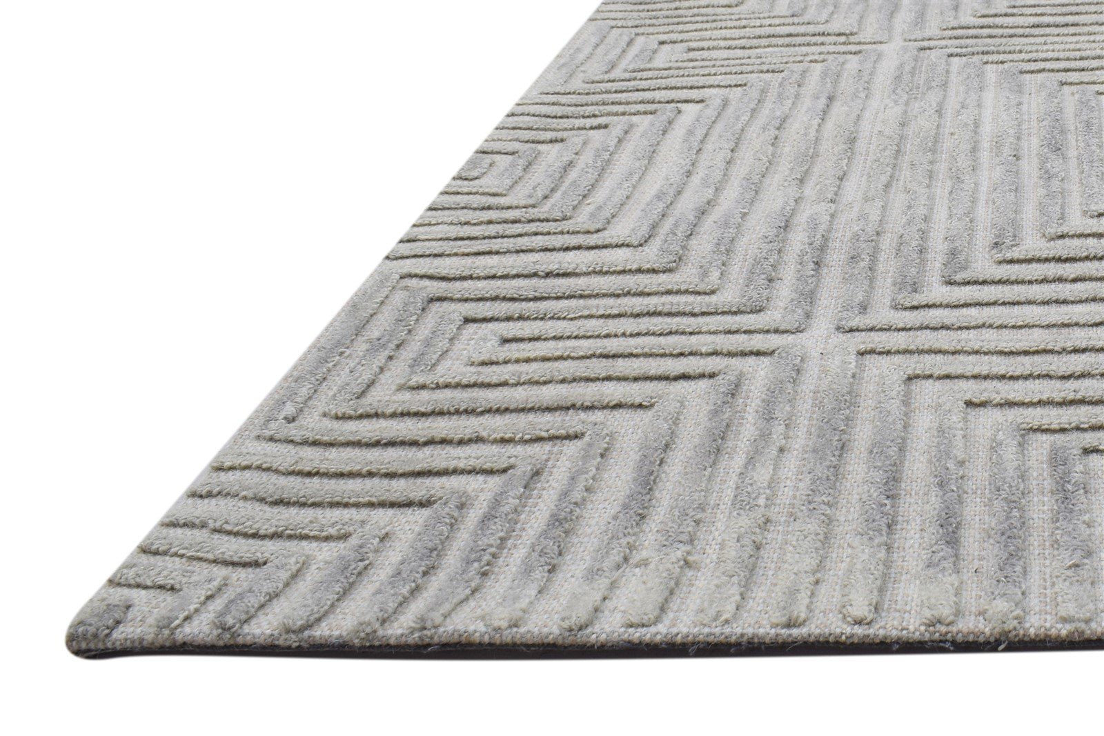 Hand Tufted Grey Wool Rug 4' X 5' Modern Scandinavian Geometric Room Size Carpet   7864143446165
