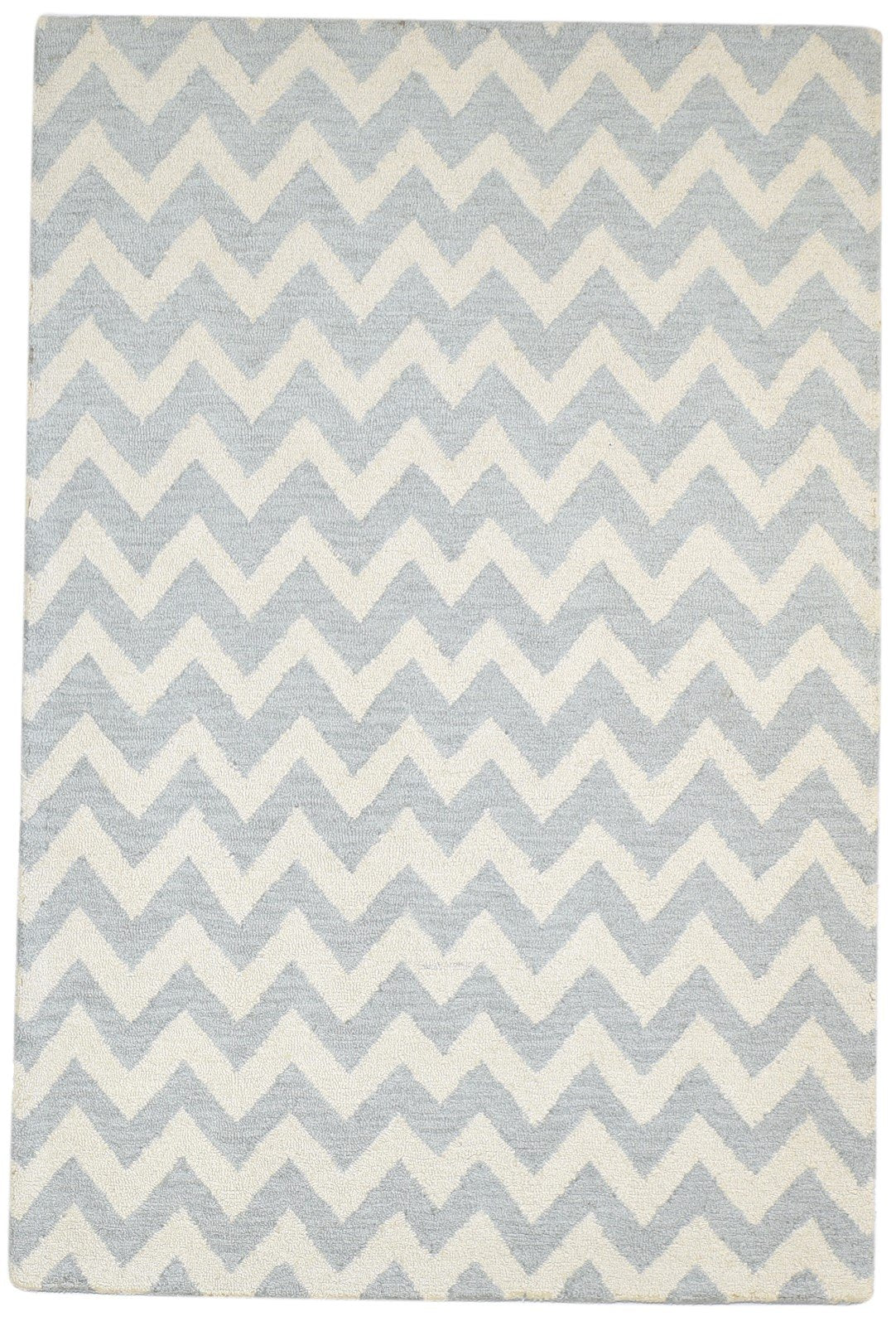 Hand Tufted Grey Wool Rug 4' X 6' Modern Scandinavian Chevron Room Size Carpet   7864308367509