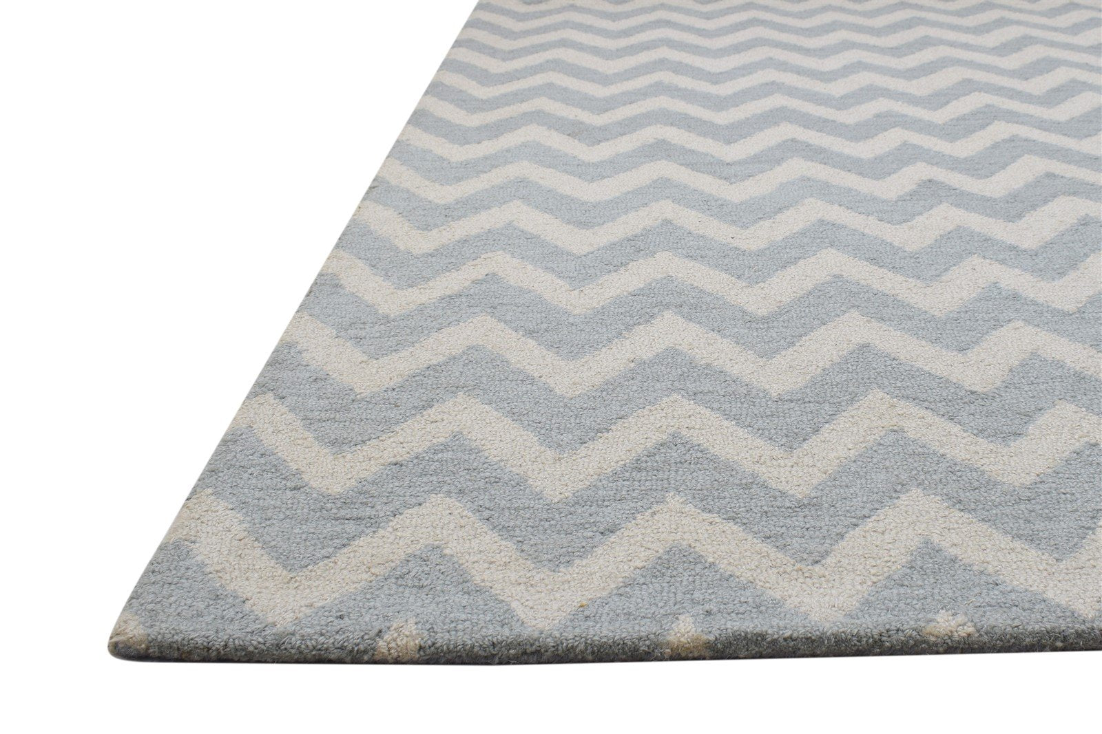 Hand Tufted Grey Wool Rug 4' X 6' Modern Scandinavian Chevron Room Size Carpet   7864308367509