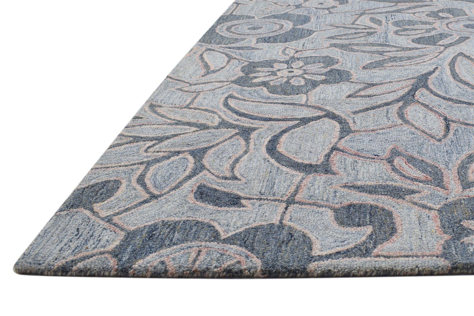 Hand Tufted Grey Wool Rug 5' X 7' Modern French Floral Room Size Carpet   7864149180565