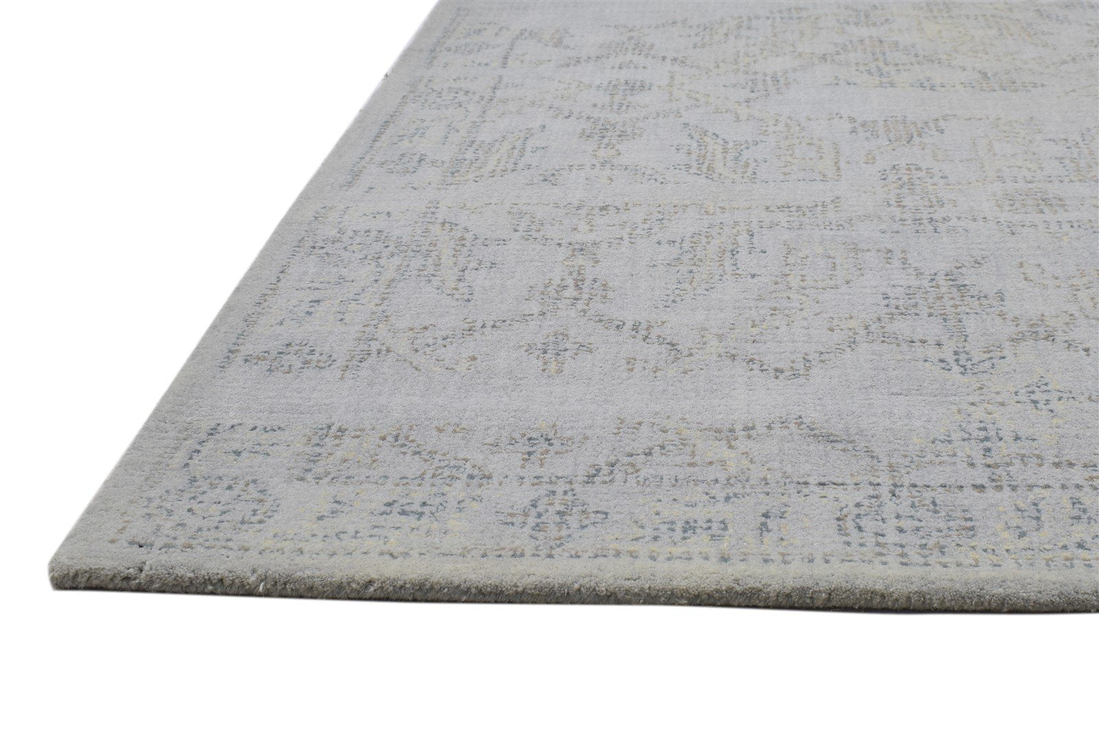Hand Tufted Grey Wool Rug 5' X 8' Erased Oushak Floral Room Size Carpet   7864095473813