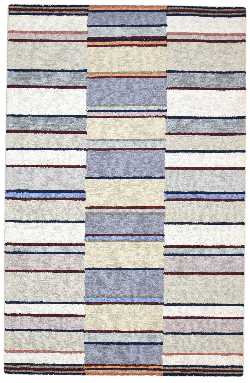 Hand Tufted Grey Wool Rug 5' X 8' Modern Scandinavian Striped Room Size Carpet   7864253284501