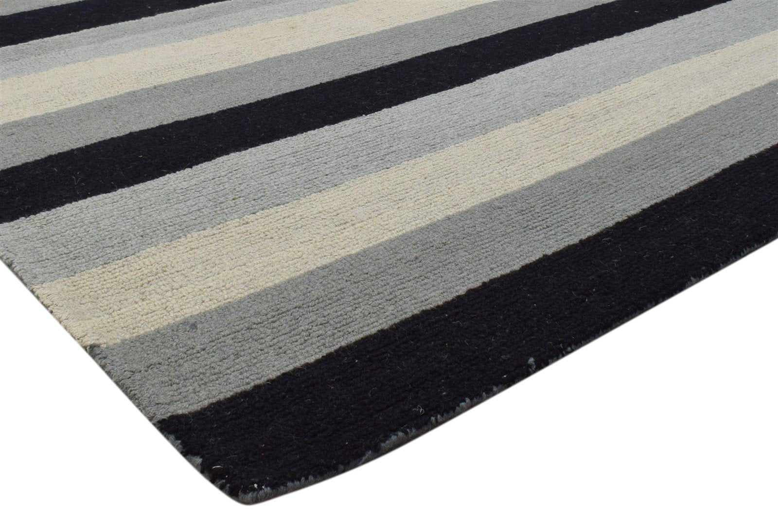 Karina Hand Tufted Grey Wool Rug 5' X 8' Modern Scandinavian Striped   7860706574485