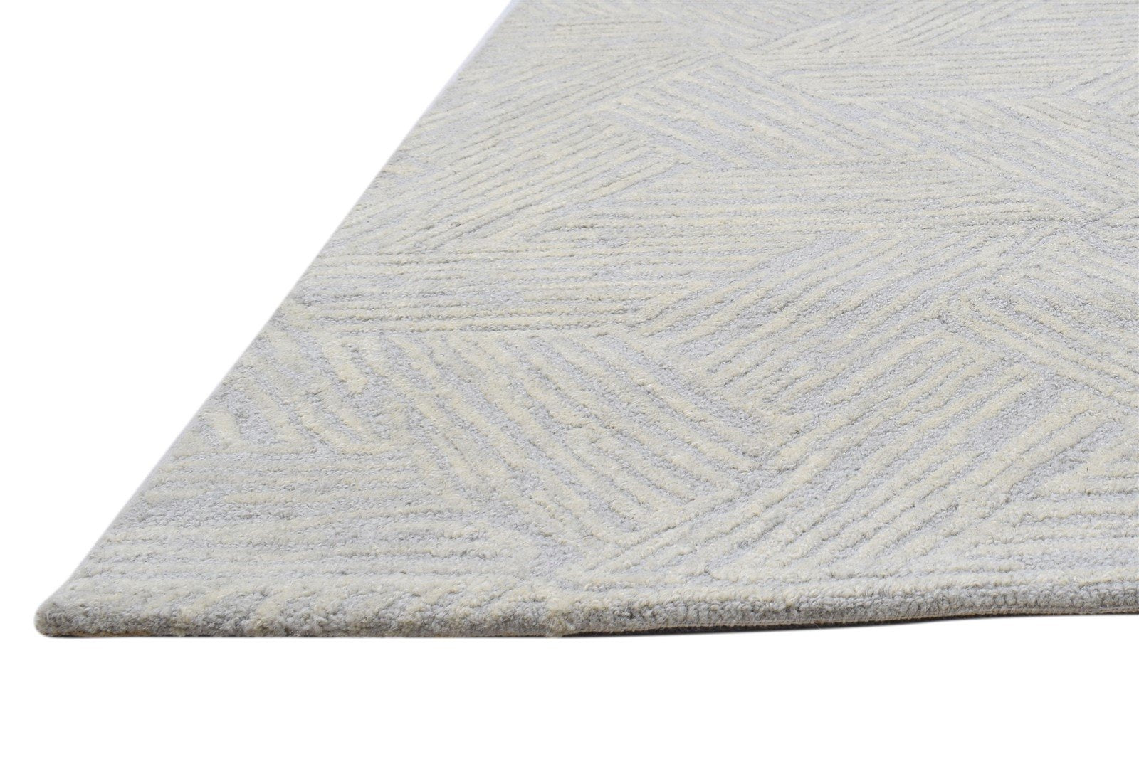Hand Tufted Grey Wool Rug 5' X 8' Modern Scandinavian Triangles Room Size Carpet   7864093573269