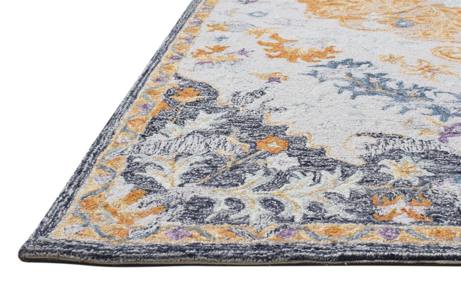 Hand Tufted Grey Wool Rug 5' X 8' Persian Nain Medallion Room Size Carpet   7864093343893