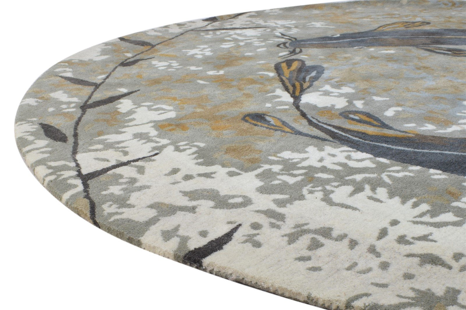 Hand Tufted Grey Wool Rug 7' X 7' Modern Indian Animal Print Large Carpet   7865009504405