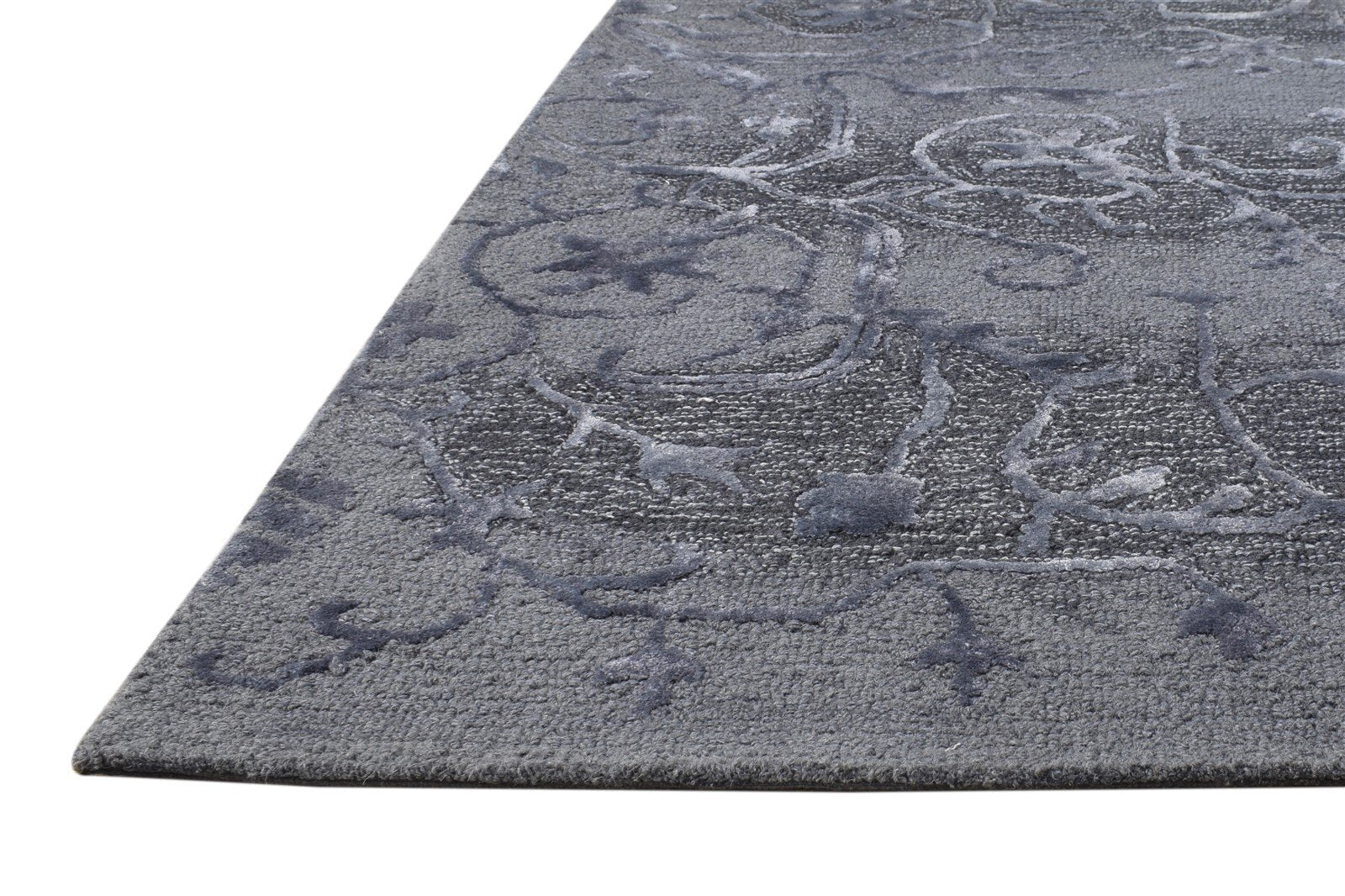Hand Tufted Grey Wool / Silk Rug 3' X 4' Modern American Abstract Small Carpet   7865179340949