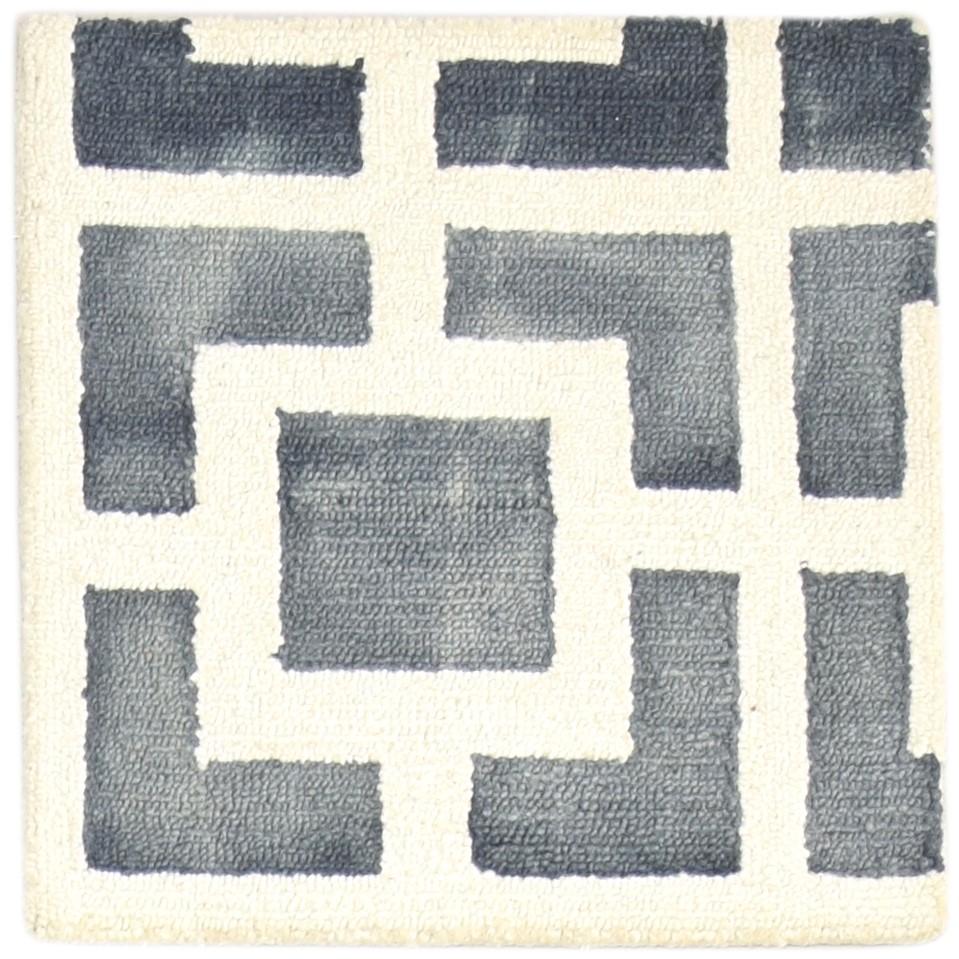 Hand Tufted Ivory Wool Rug 2' X 2' Modern Moroccan Geometric Small Carpet   7864125063317