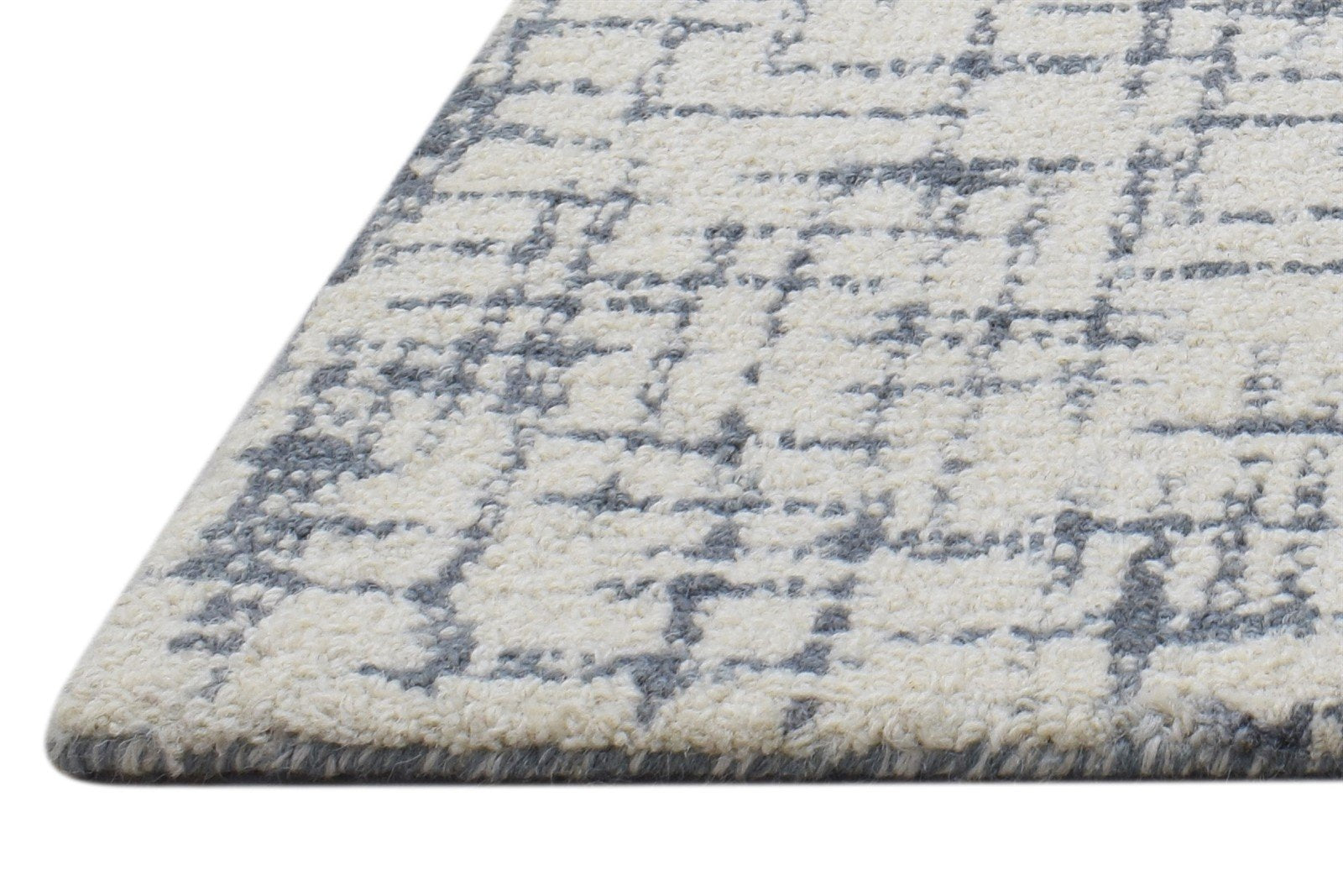 Hand Tufted Ivory Wool Rug 2' X 3' Modern French Abstract Small Carpet   7864134205589