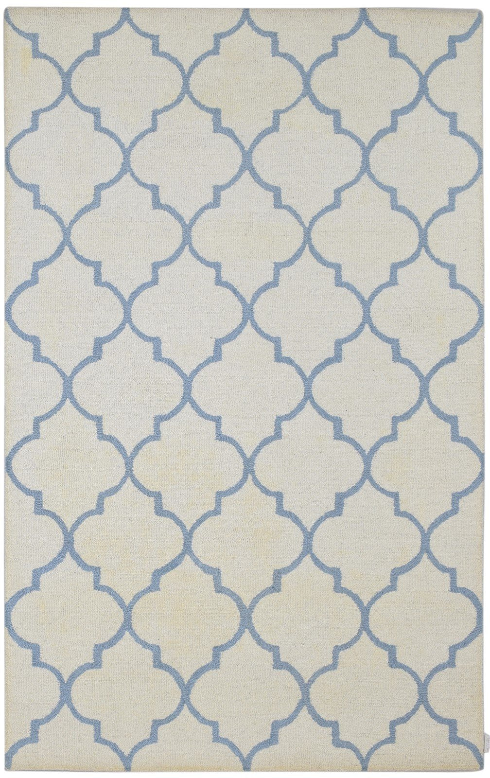 Hand Tufted Ivory Wool Rug 5' X 8' Modern Moroccan Trellis Room Size Carpet   7860686717077