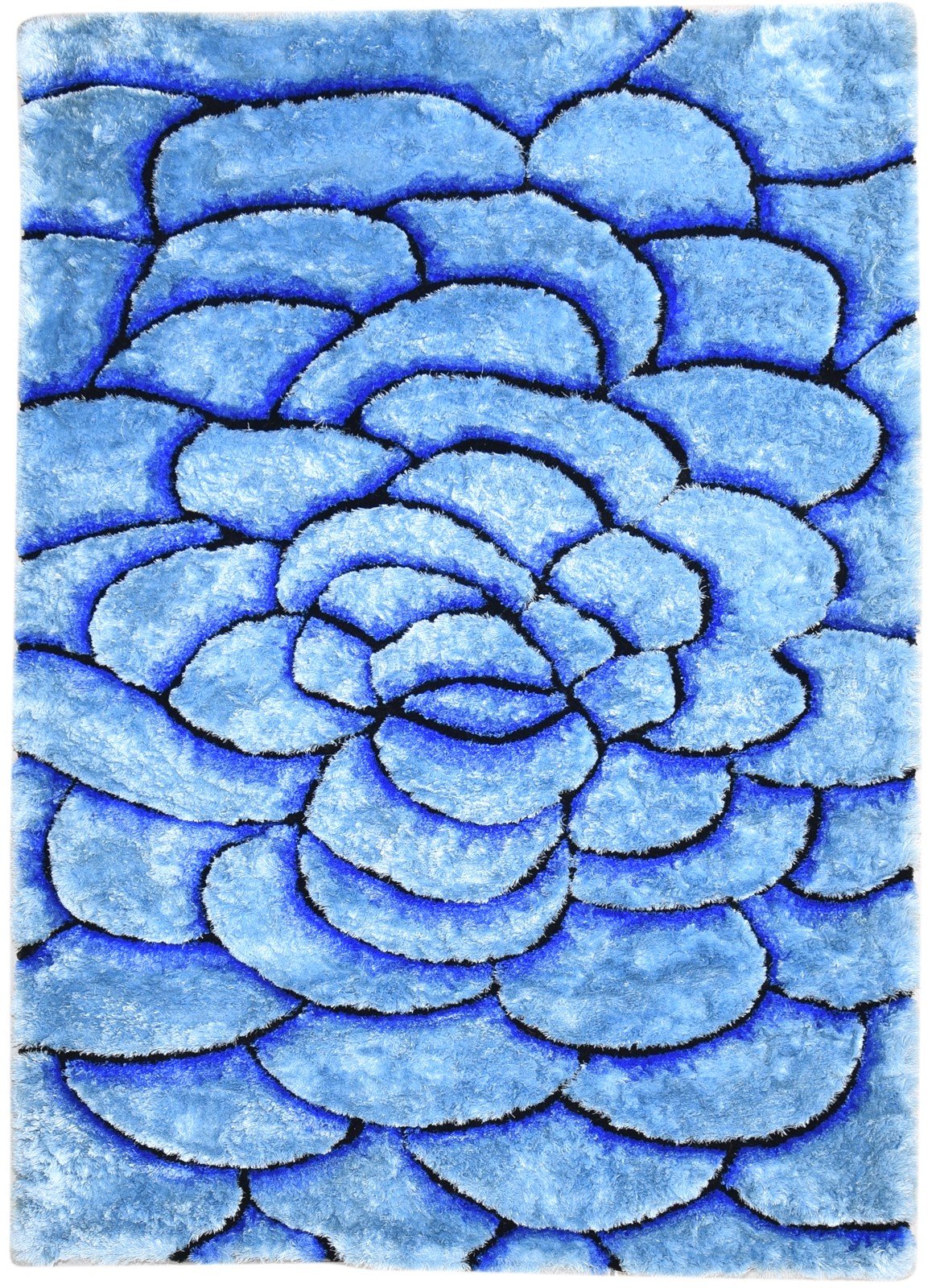 Hand Tufted Light Blue Polypropylene Rug 6X8 Modern French Floral Room Size   7865055477909