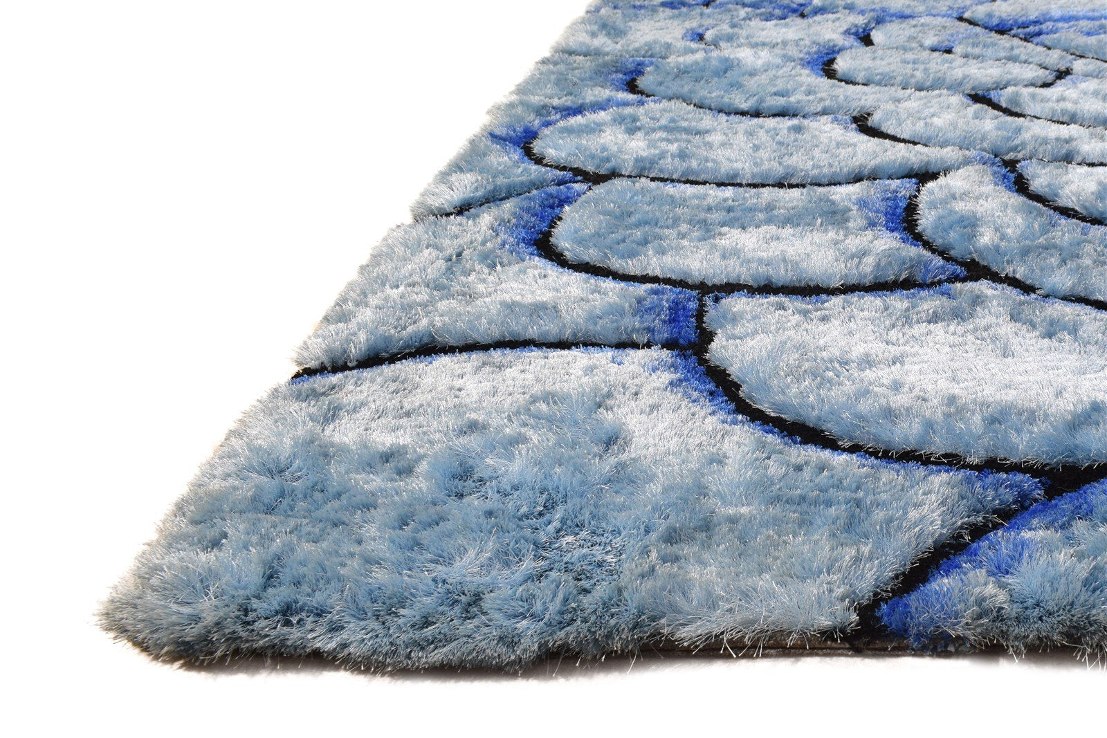 Hand Tufted Light Blue Polypropylene Rug 6X8 Modern French Floral Room Size   7865055477909
