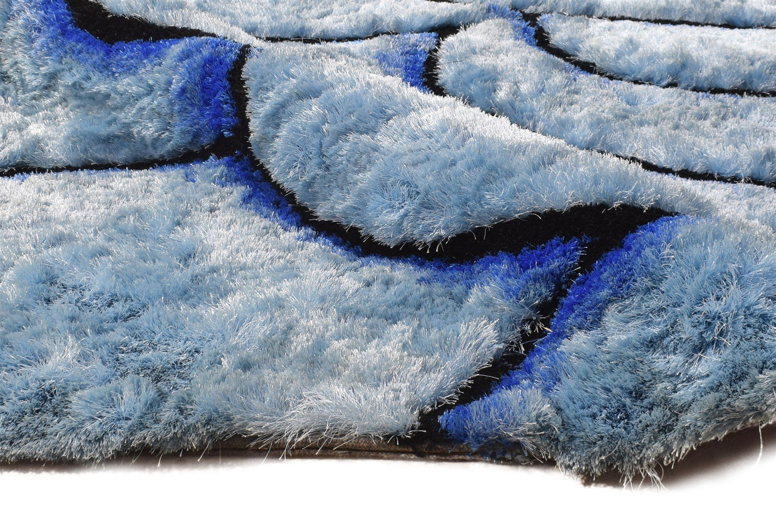 Hand Tufted Light Blue Polypropylene Rug 6X8 Modern French Floral Room Size   7865055477909