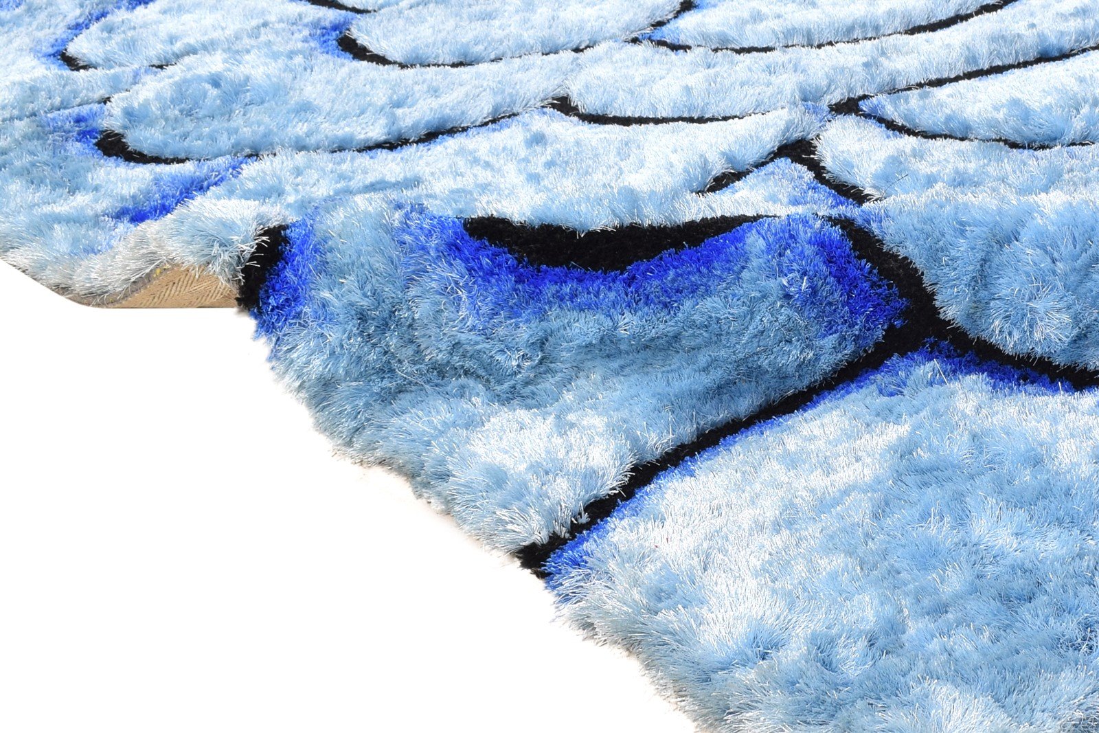 Hand Tufted Light Blue Polypropylene Rug 6X8 Modern French Floral Room Size   7865055477909