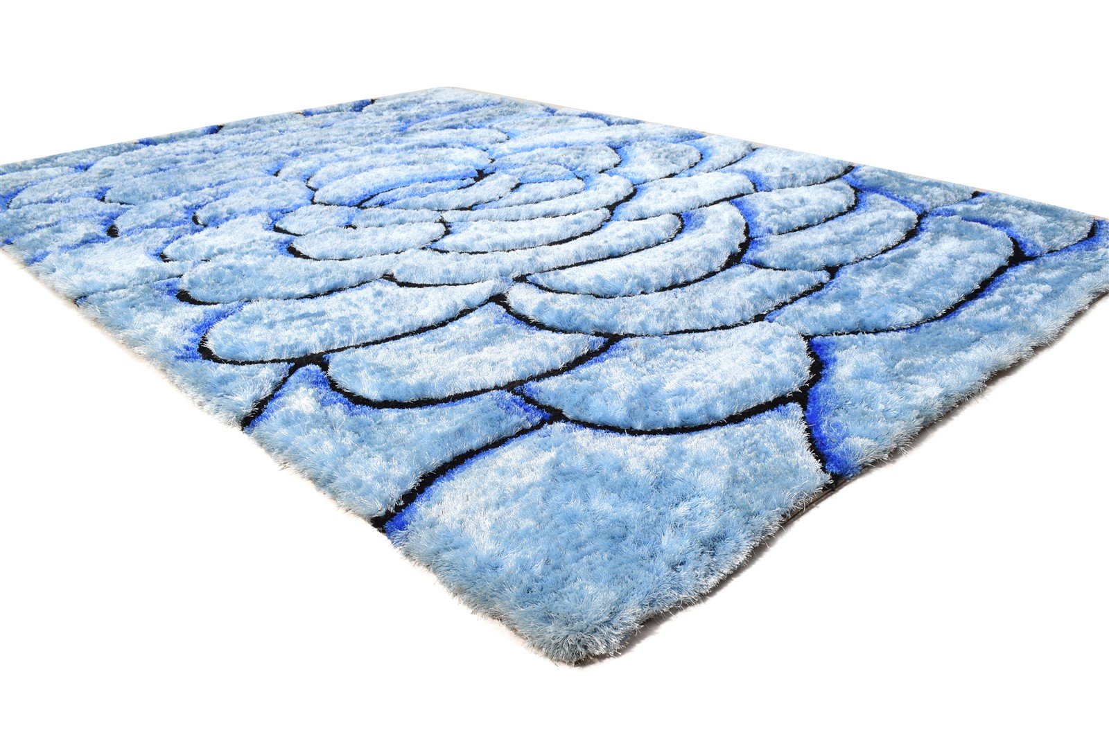 Hand Tufted Light Blue Polypropylene Rug 6X8 Modern French Floral Room Size   7865055477909