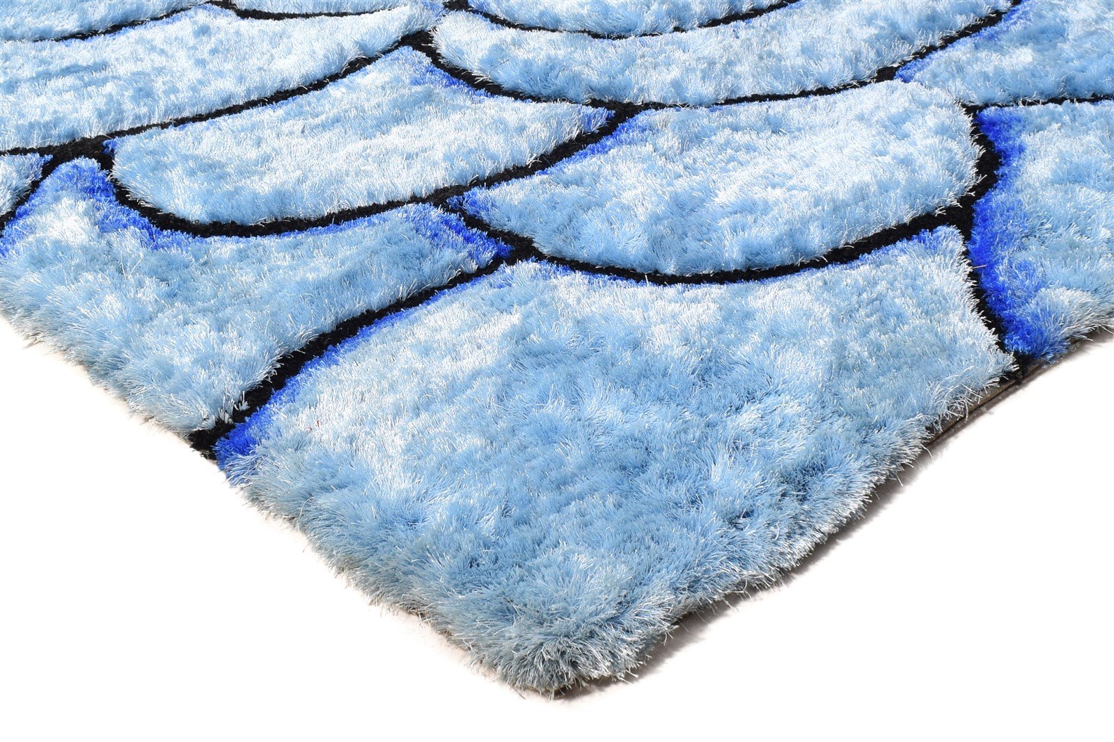 Hand Tufted Light Blue Polypropylene Rug 6X8 Modern French Floral Room Size   7865055477909