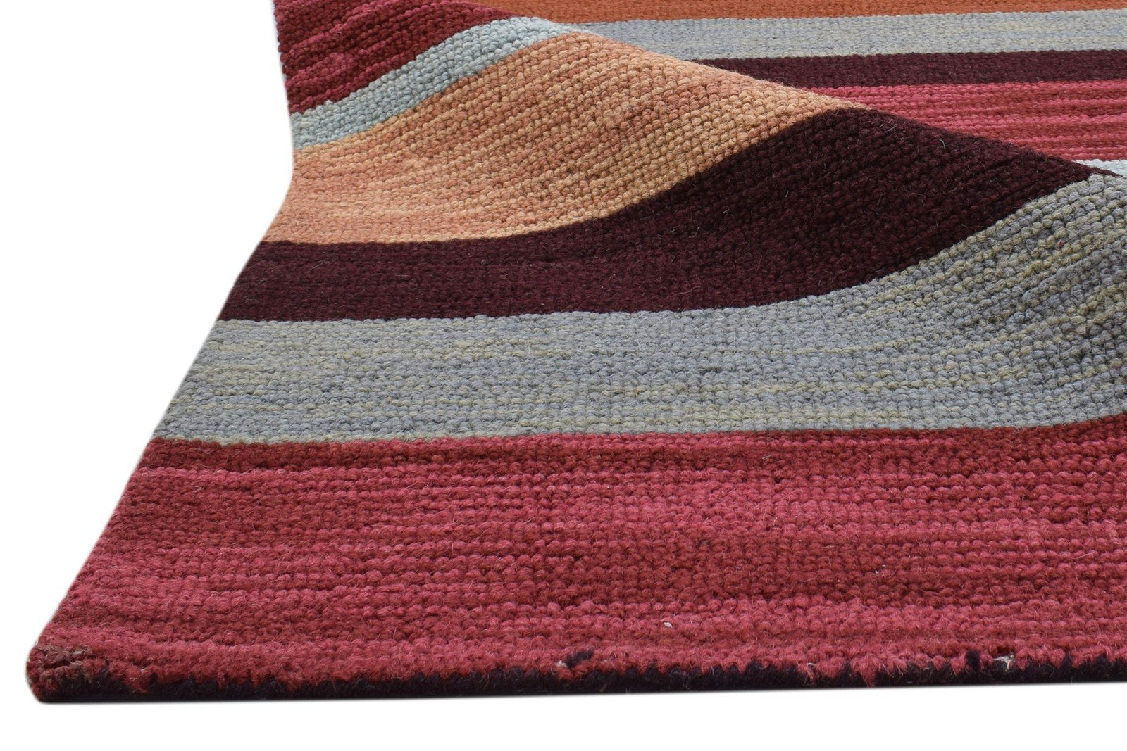 Hand Tufted Multi Color Wool Rug 5X8 Modern Scandinavian Striped Room Size   7860706705557