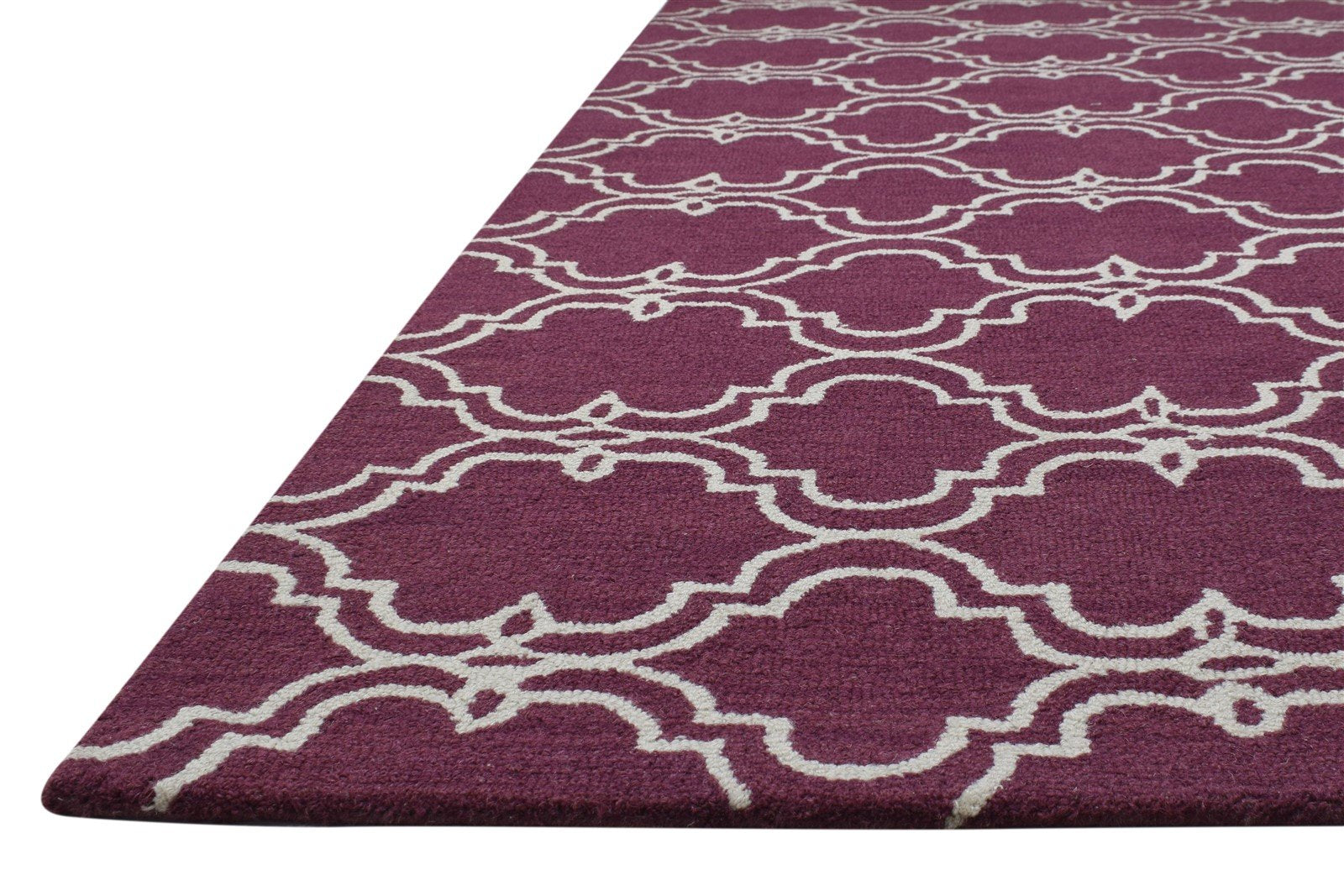 Evangelia Hand Tufted Purple Wool Rug 5' X 8' Modern Moroccan Trellis   7864241848469