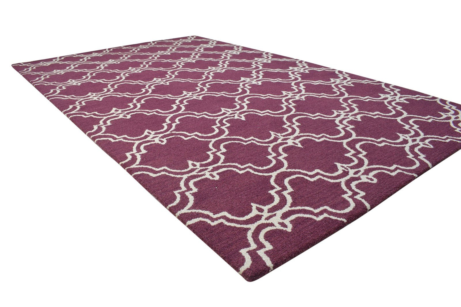 Evangelia Hand Tufted Purple Wool Rug 5' X 8' Modern Moroccan Trellis   7864241848469
