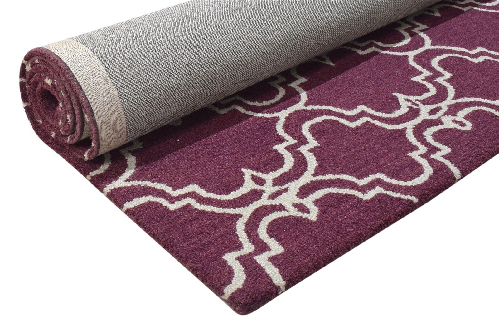 Evangelia Hand Tufted Purple Wool Rug 5' X 8' Modern Moroccan Trellis   7864241848469
