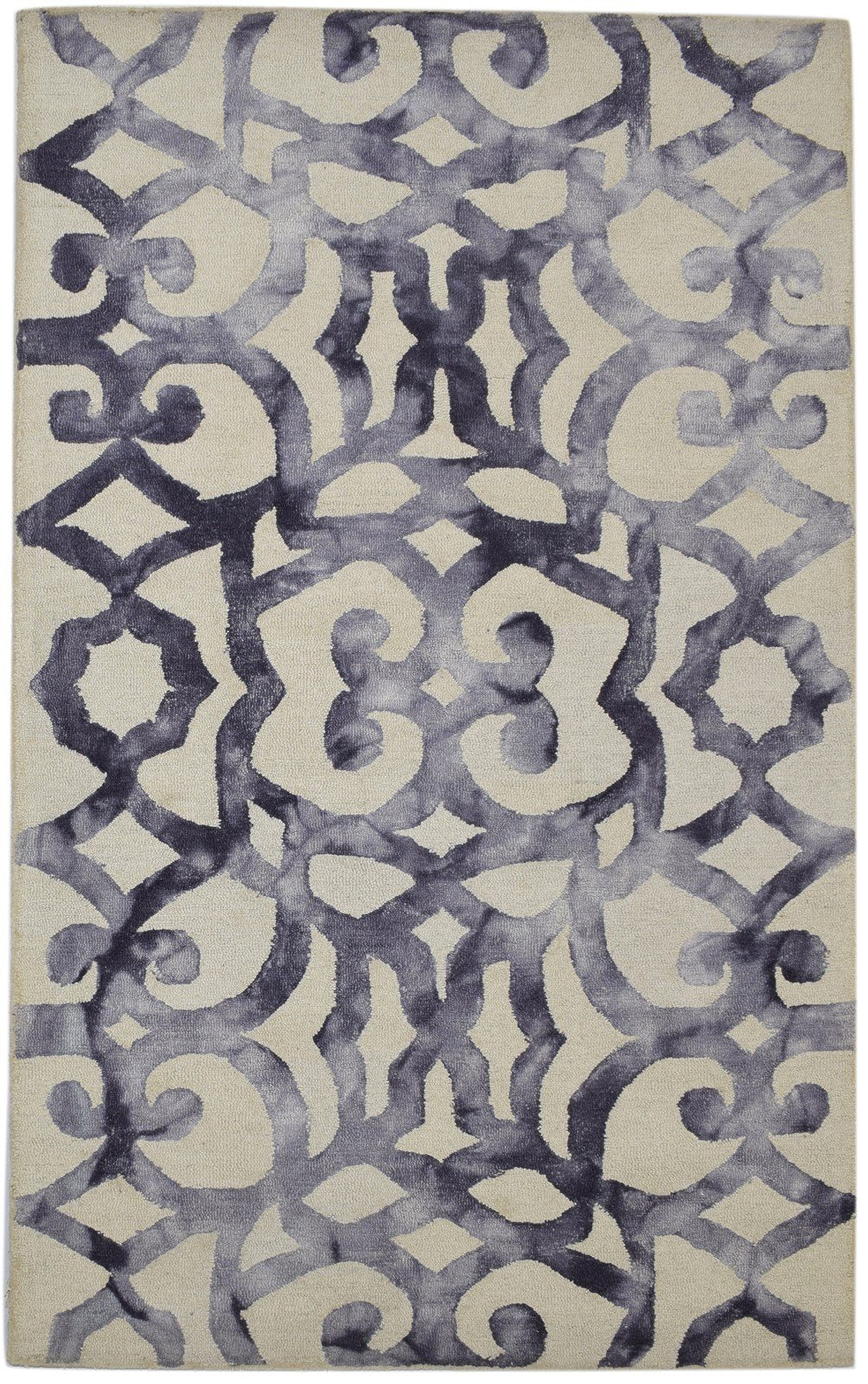 Hand Tufted Purple Wool Rug 5' X 8' Modern Shibori Tie Dye Room Size Carpet   7860684980373