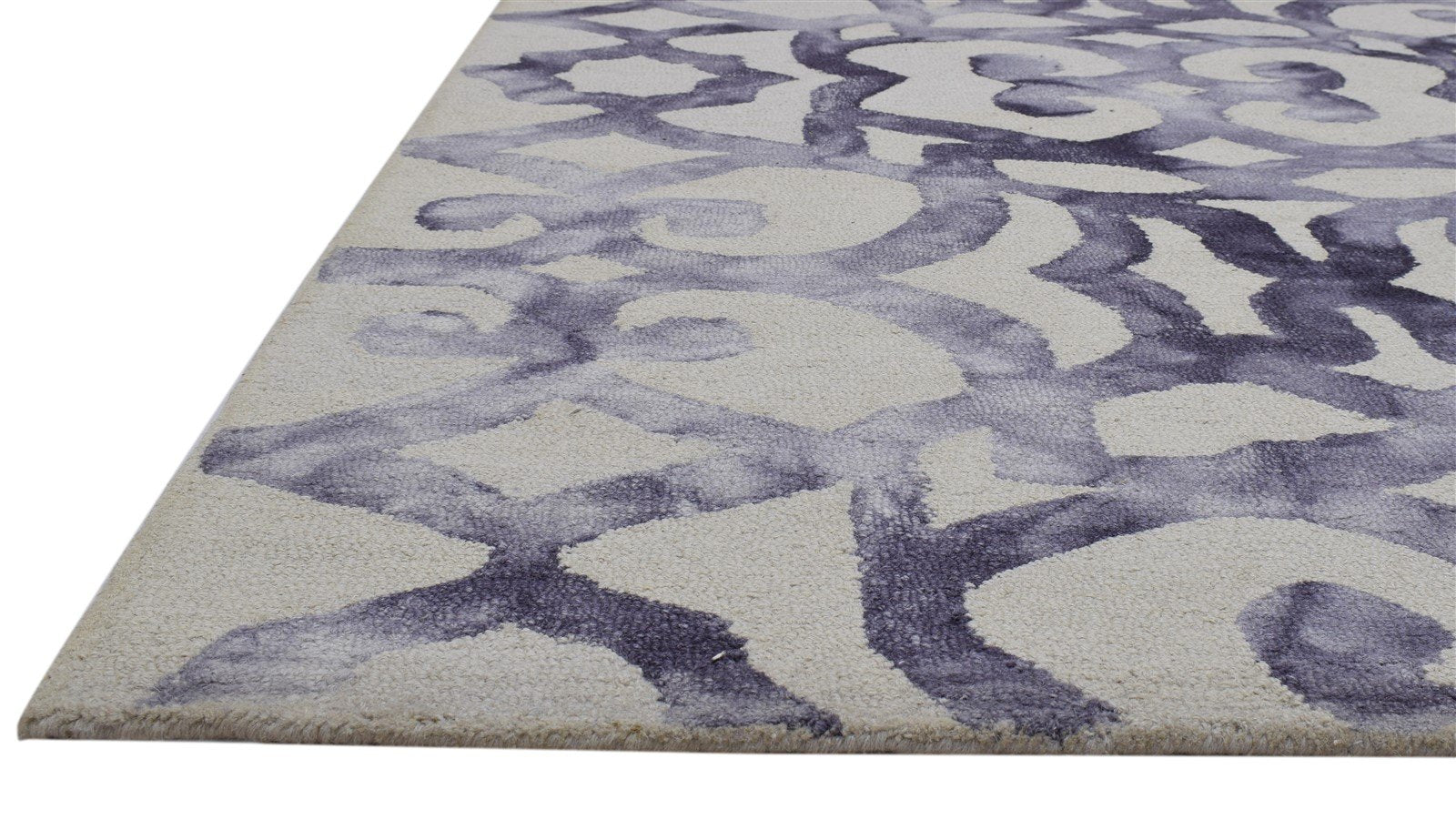 Hand Tufted Purple Wool Rug 5' X 8' Modern Shibori Tie Dye Room Size Carpet   7860684980373