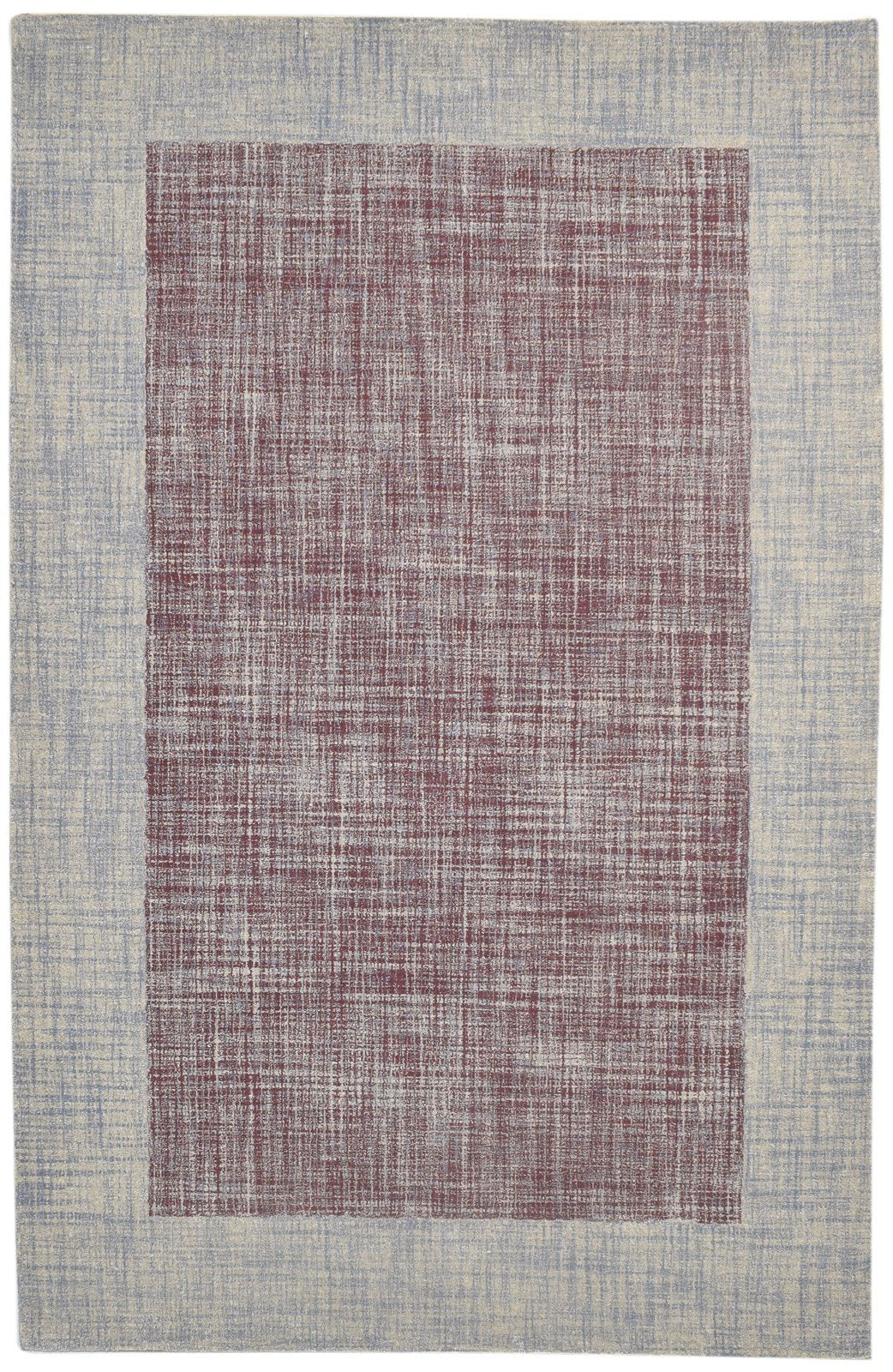 Hand Tufted Red Wool Rug 5' X 8' Modern Scandinavian Bordered Room Size Carpet   7864092917909