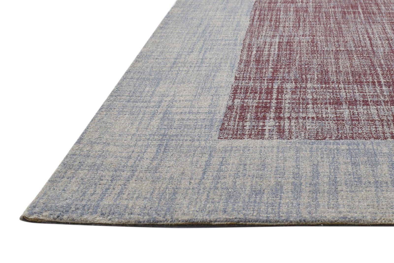 Hand Tufted Red Wool Rug 5' X 8' Modern Scandinavian Bordered Room Size Carpet   7864092917909