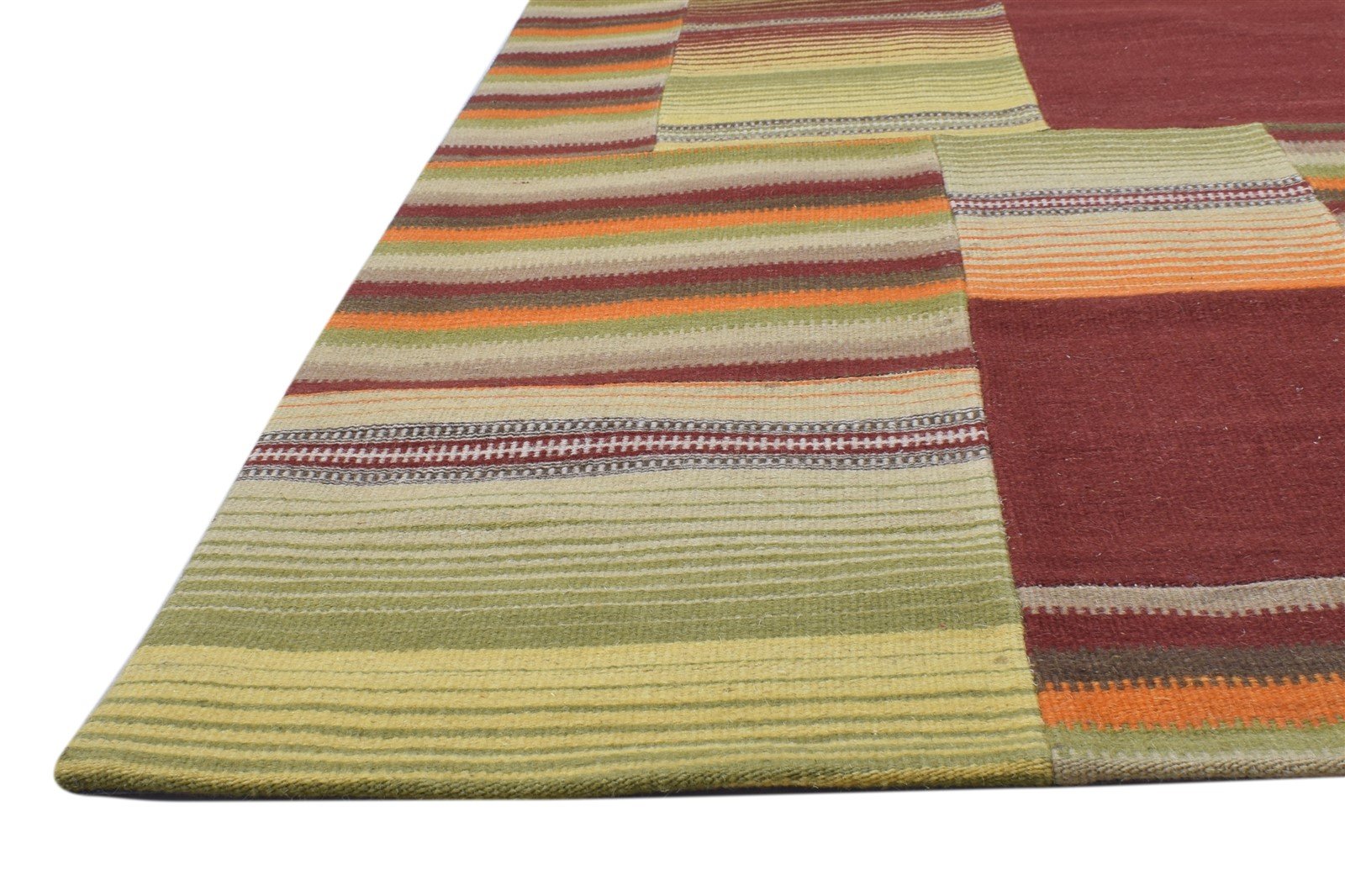 Hand Tufted Red Wool Rug 7' X 10' Modern Scandinavian Geometric Large Carpet   7864112382101