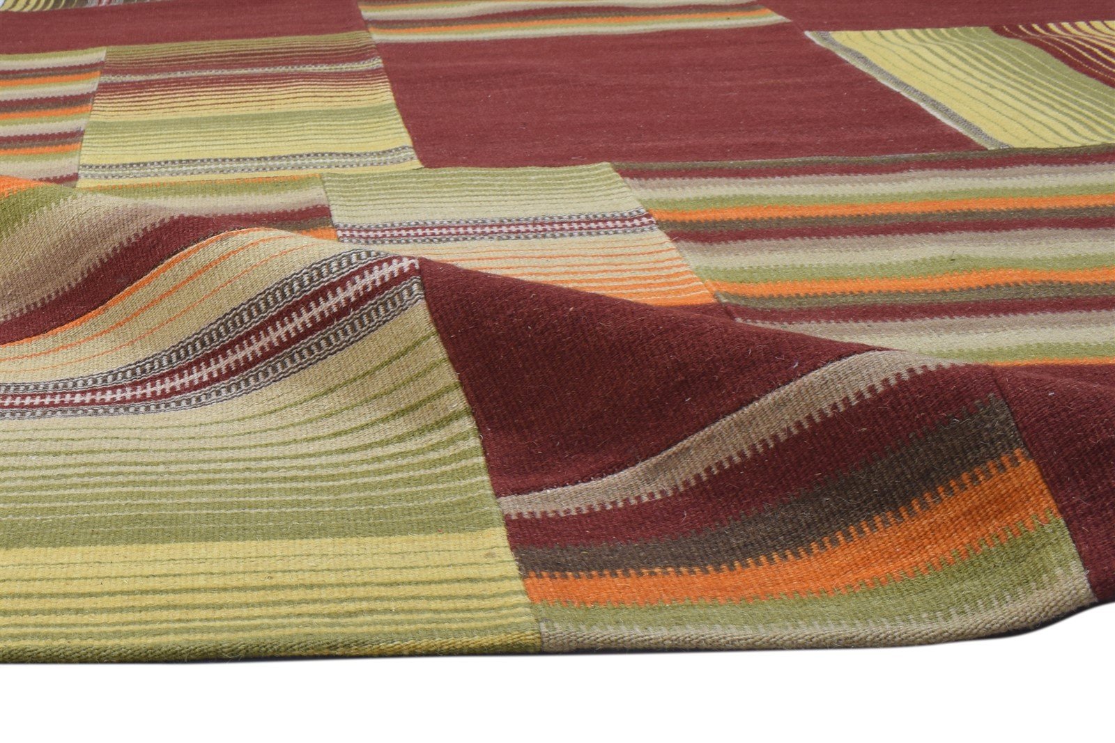 Hand Tufted Red Wool Rug 7' X 10' Modern Scandinavian Geometric Large Carpet   7864112382101