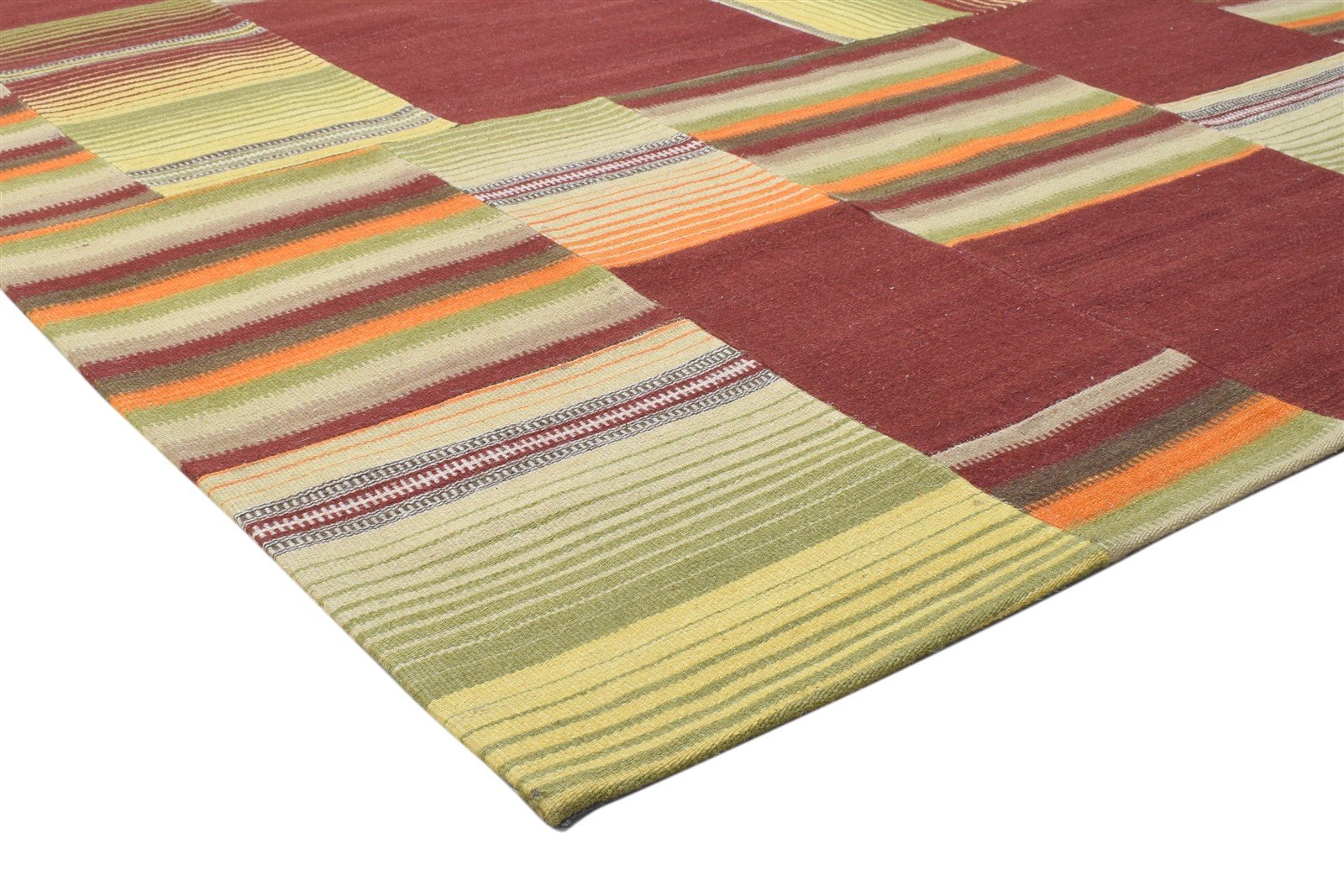 Hand Tufted Red Wool Rug 7' X 10' Modern Scandinavian Geometric Large Carpet   7864112382101