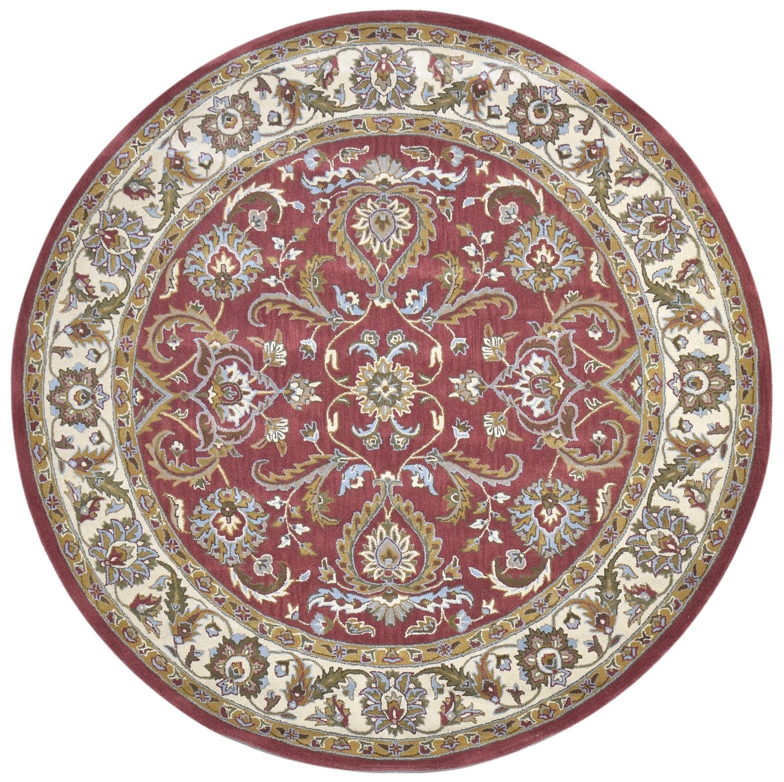 Hand Tufted Red Wool Rug 8' X 8' Persian Kashan Oriental Large Round   7864860770453