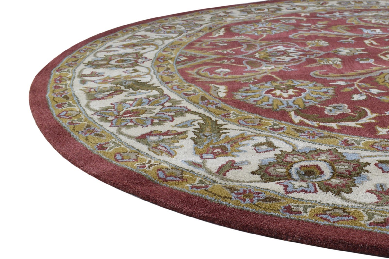 Hand Tufted Red Wool Rug 8' X 8' Persian Kashan Oriental Large Round   7864860770453