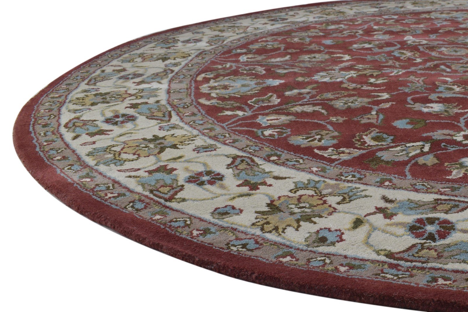 Hand Tufted Red Wool Rug 8' X 8' Persien Kashan Oriental Large Round   7864859525269