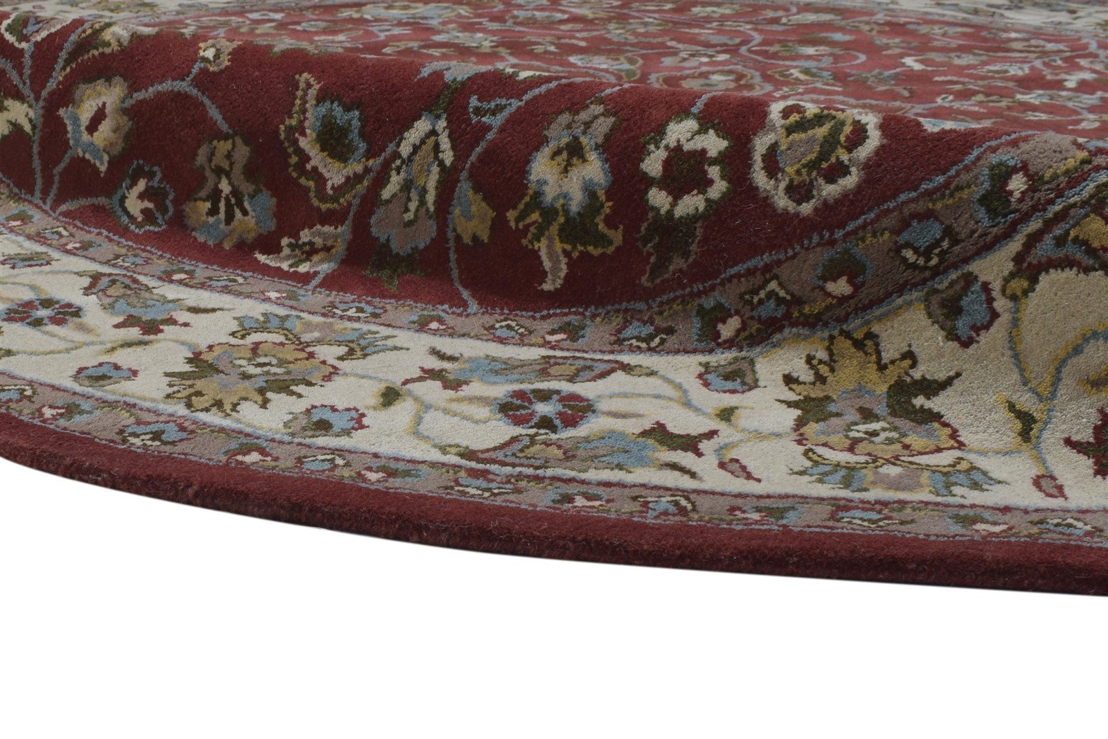Hand Tufted Red Wool Rug 8' X 8' Persien Kashan Oriental Large Round   7864859525269