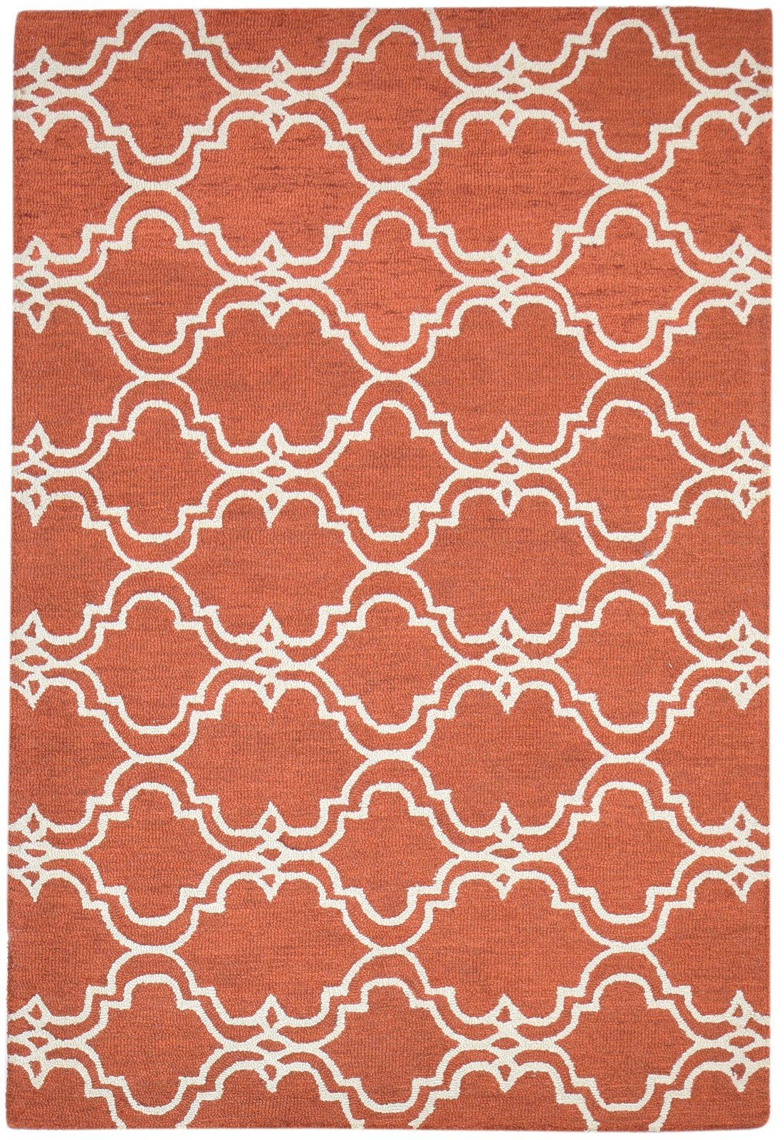 Hand Tufted Rust Wool Rug 4' X 6' Modern Moroccan Trellis Room Size Carpet   7864309383317