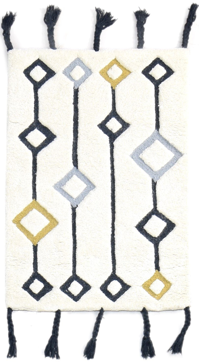 Hand Tufted White Wool Rug 2' X 3' Modern French Modern Small Carpet   7864994529429