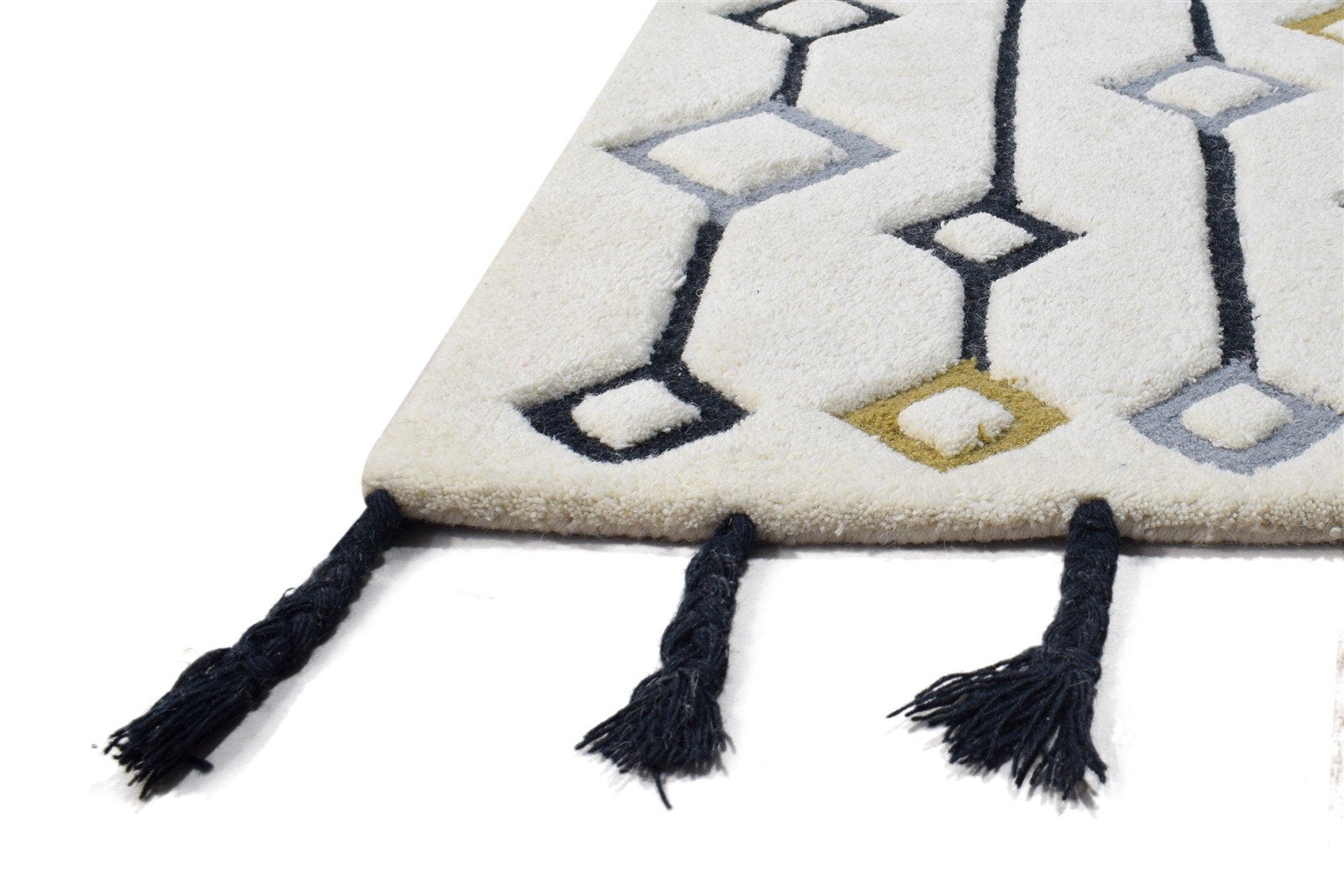 Hand Tufted White Wool Rug 2' X 3' Modern French Modern Small Carpet   7864994529429