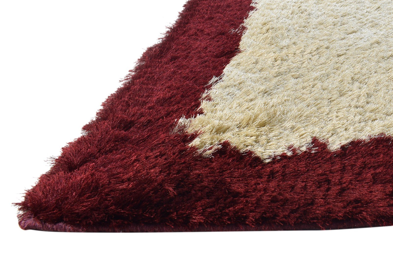 Hand Woven Beige Polyester Rug 2' X 3' Shag Scandinavian Modern Small Carpet   7864996561045