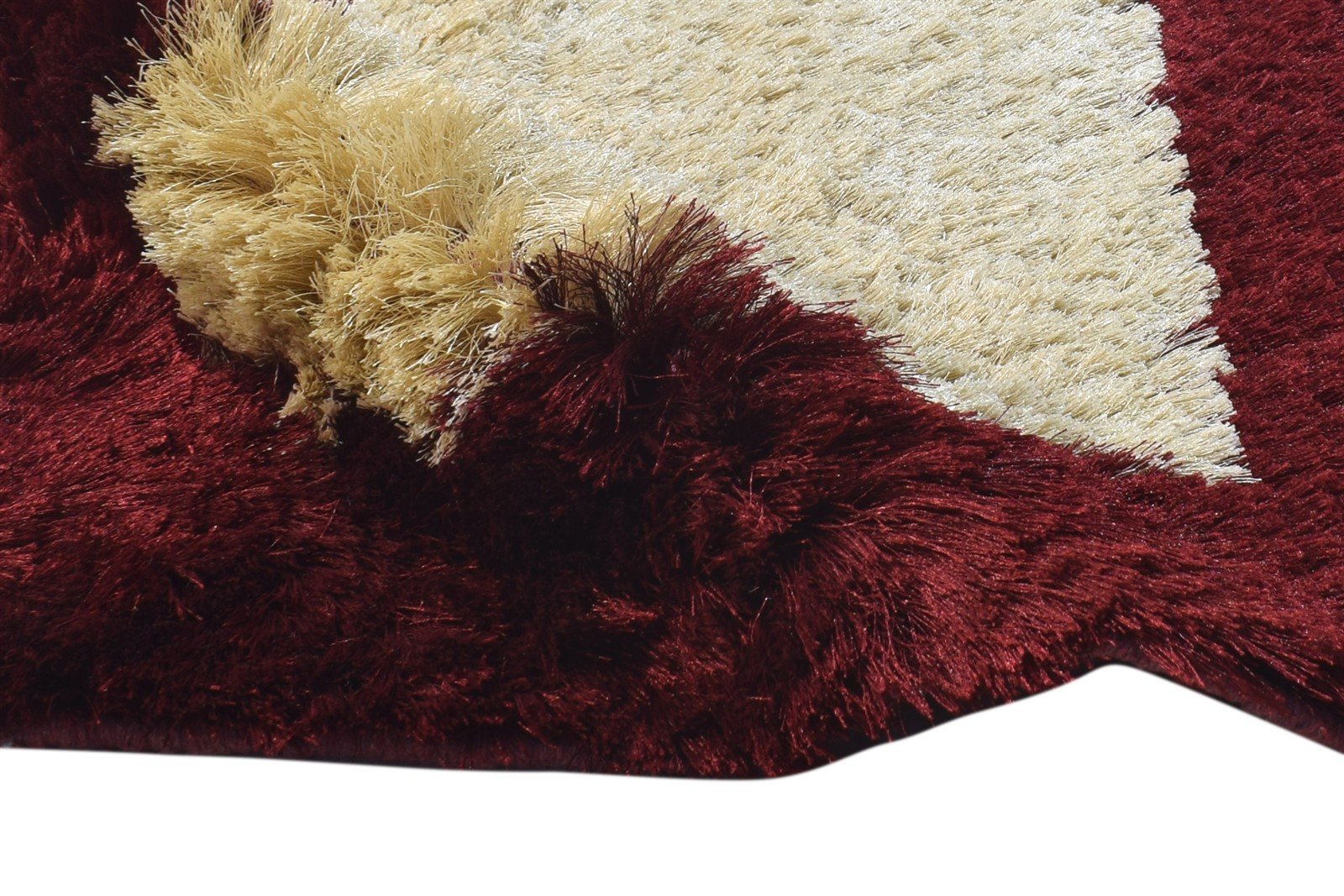 Hand Woven Beige Polyester Rug 2' X 3' Shag Scandinavian Modern Small Carpet   7864996561045