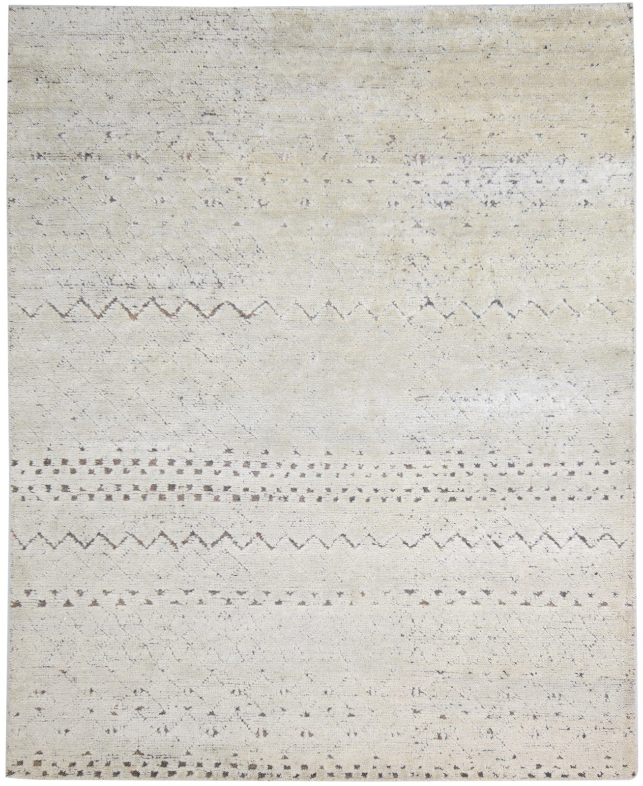 Hand Woven Beige Silk Rug 8' X 10' Modern Scandinavian Tribal Large Carpet   7864788615317