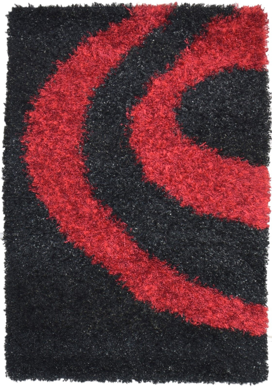 Hand Woven Black Polyester Rug 4' X 6' Modern American Swirls Room Size Carpet   7865076088981