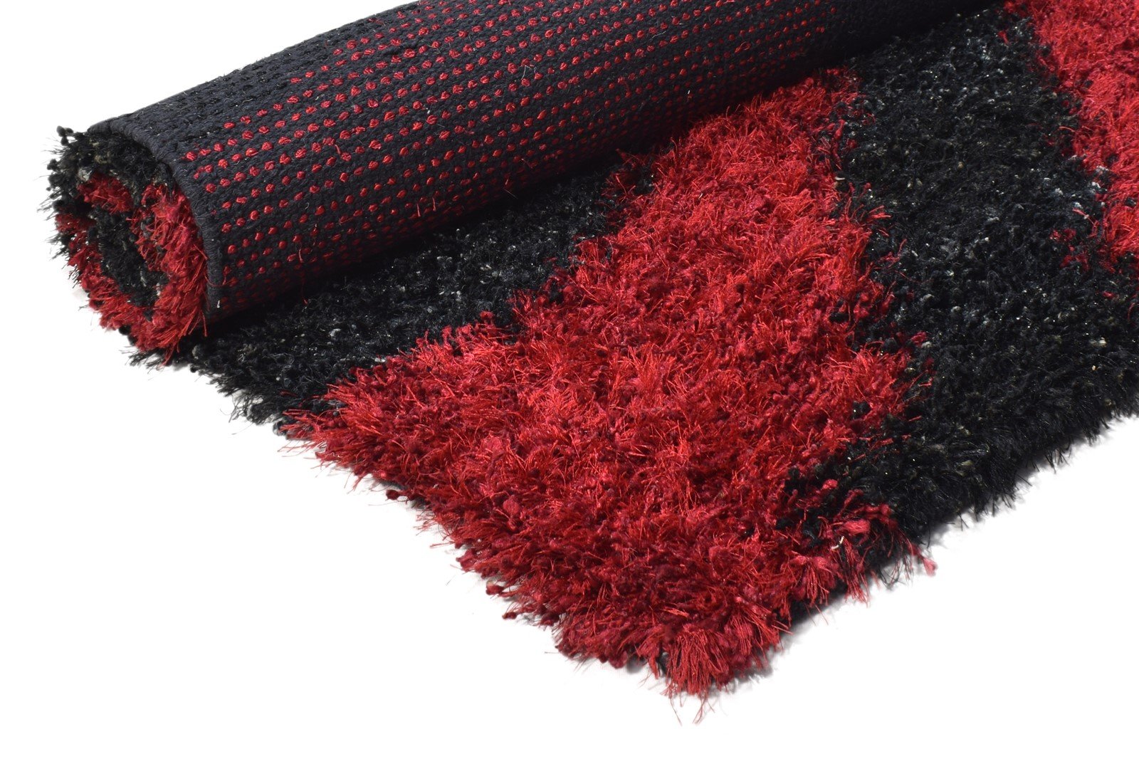 Agnella Hand Woven Black Polyester Rug 4' X 6' Modern American Swirls   7865076088981