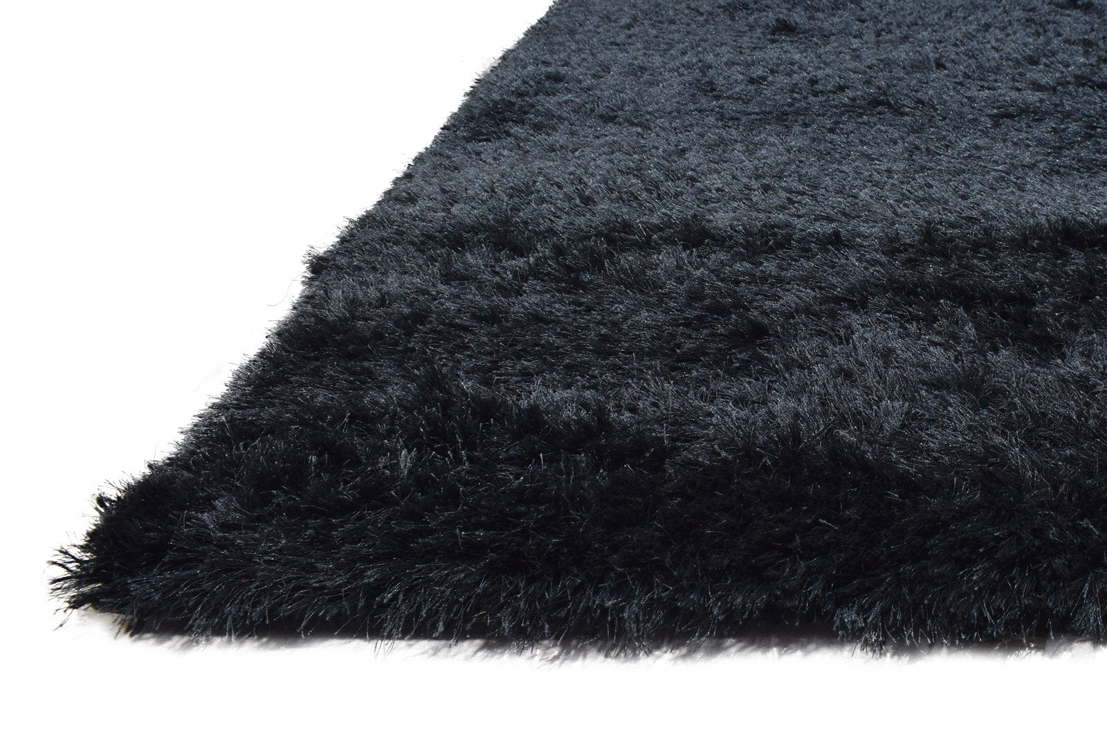Hand Woven Black Polyester Rug 8' X 10' Modern Scandinavian Solid Large Carpet   7865105875093