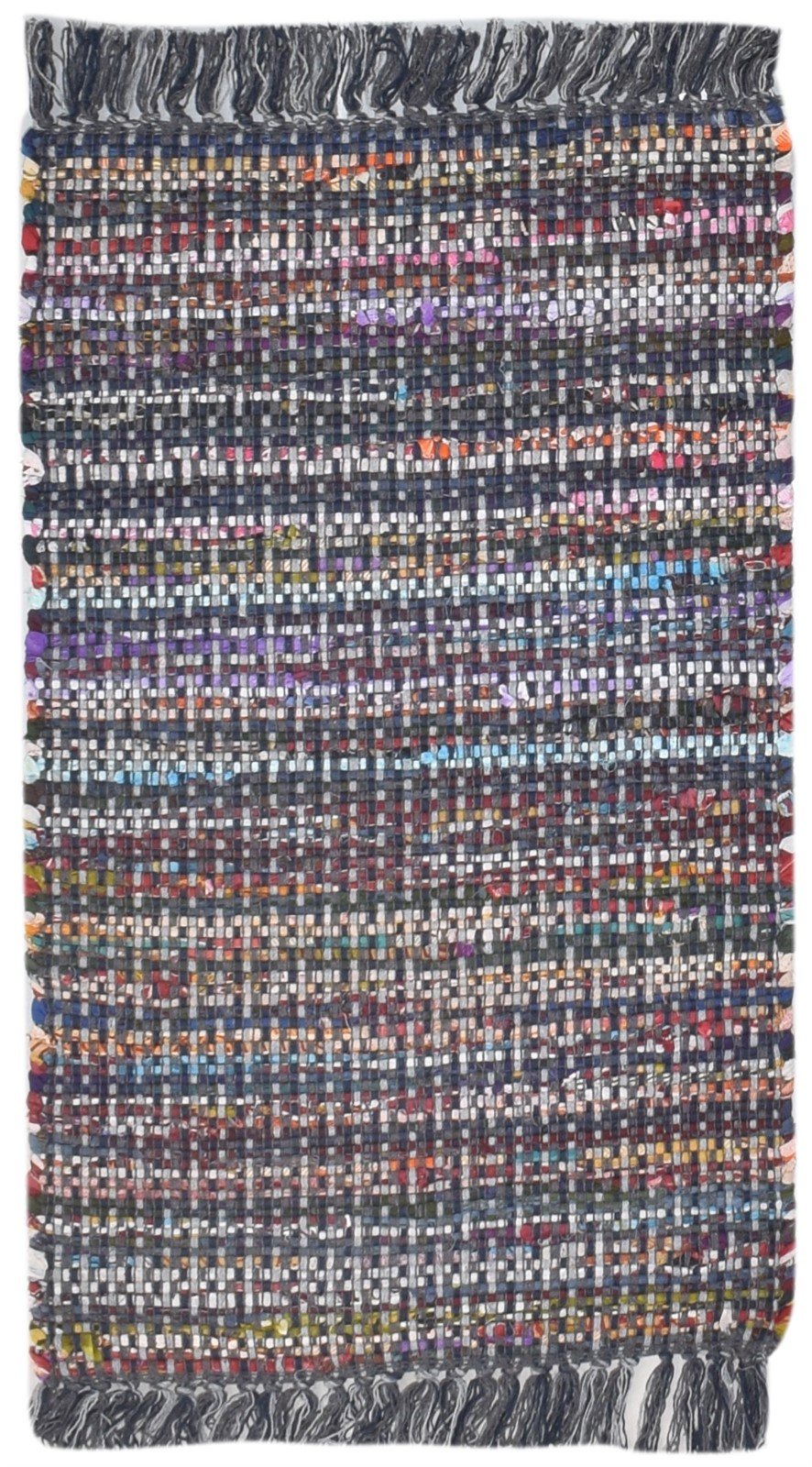 Hand Woven Black Wool / Nylon Rug 2' X 3' Modern Indian Bohemian Small Carpet   7864087904405
