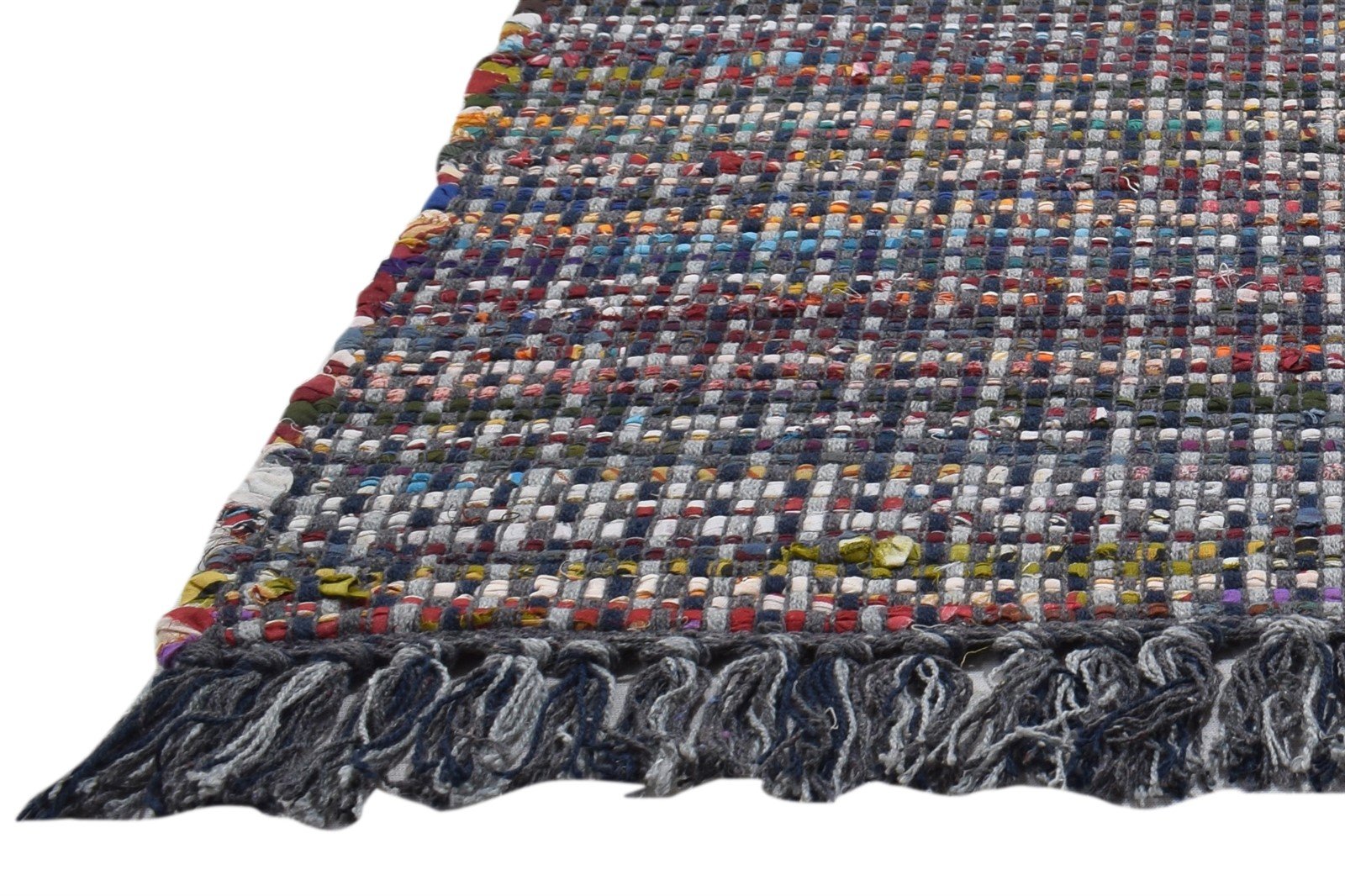 Hand Woven Black Wool / Nylon Rug 2' X 3' Modern Indian Bohemian Small Carpet   7864087904405