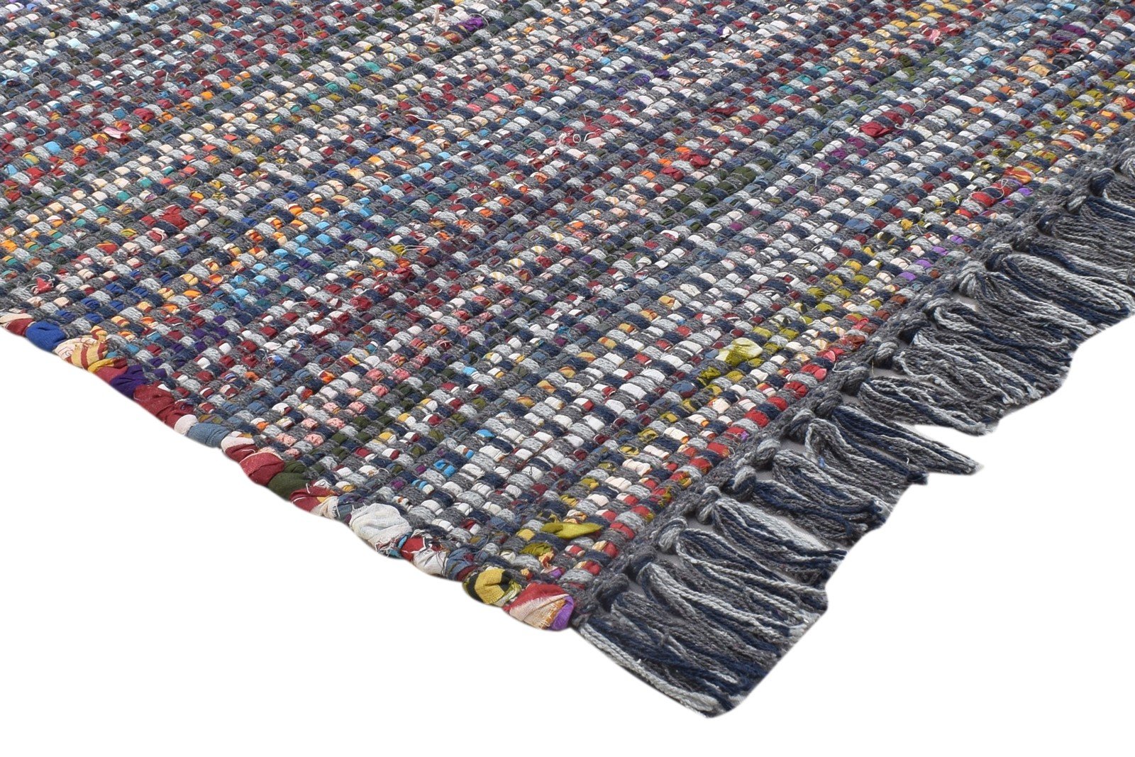 Hand Woven Black Wool / Nylon Rug 2' X 3' Modern Indian Bohemian Small Carpet   7864087904405