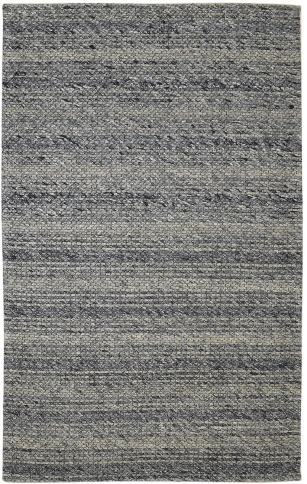 Hand Woven Black Wool Rug 5' X 8' Modern Scandinavian Striped Room Size Carpet   7860679737493
