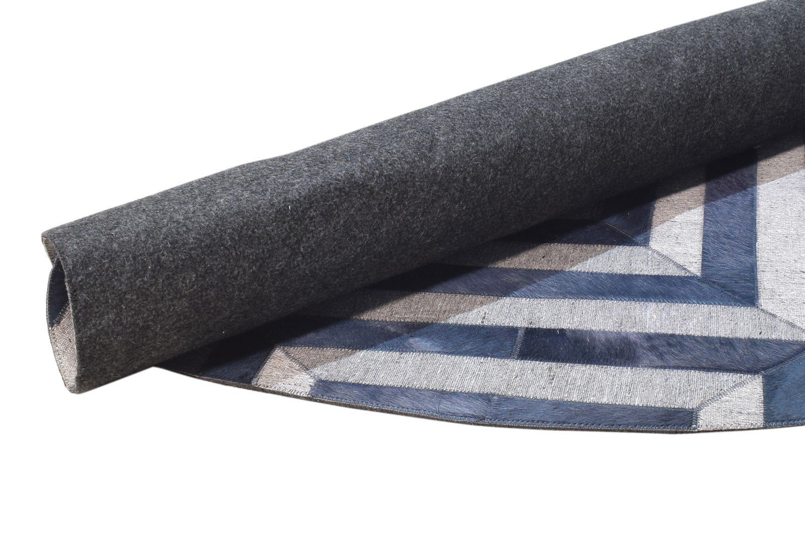 Livvy Hand Woven Blue Leather / Cotton Rug 6X6 Modern Moroccan Diamond Round   7864864407701
